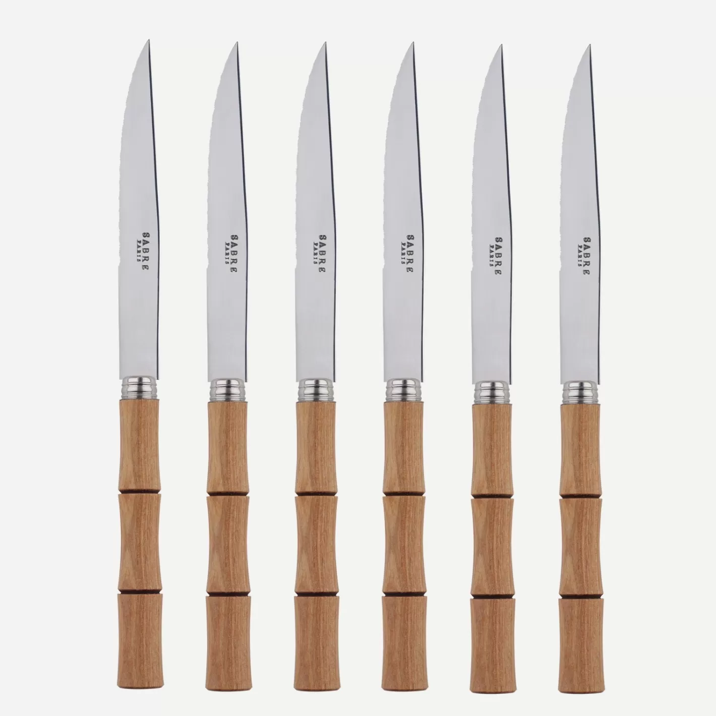 Sabre Paris Set Of 6 Steak Knives>Bamboo, Light press wood