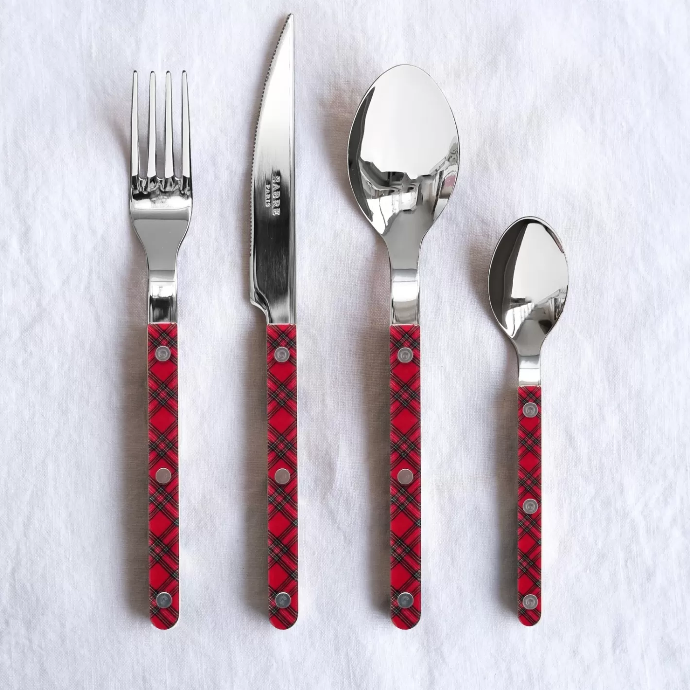 Sabre Paris Dinner Knife>Bistrot Tartan, Red