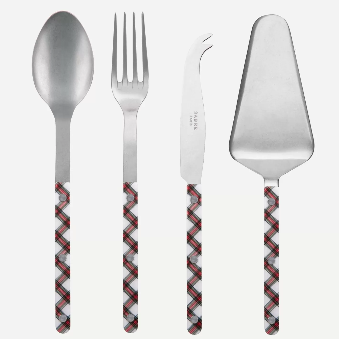 Sabre Paris Set Of 4 Must-Have Serving Pieces>Bistrot Vintage Tartan, White