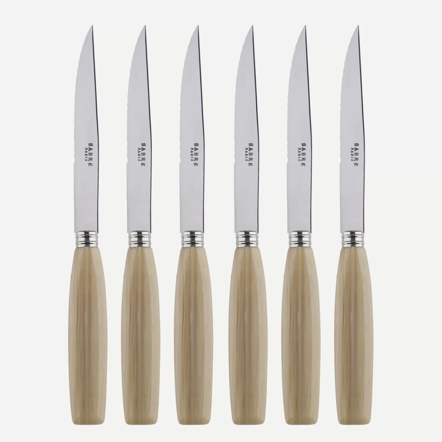 Sabre Paris Set Of 6 Steak Knives>Djembe, Faux Horn