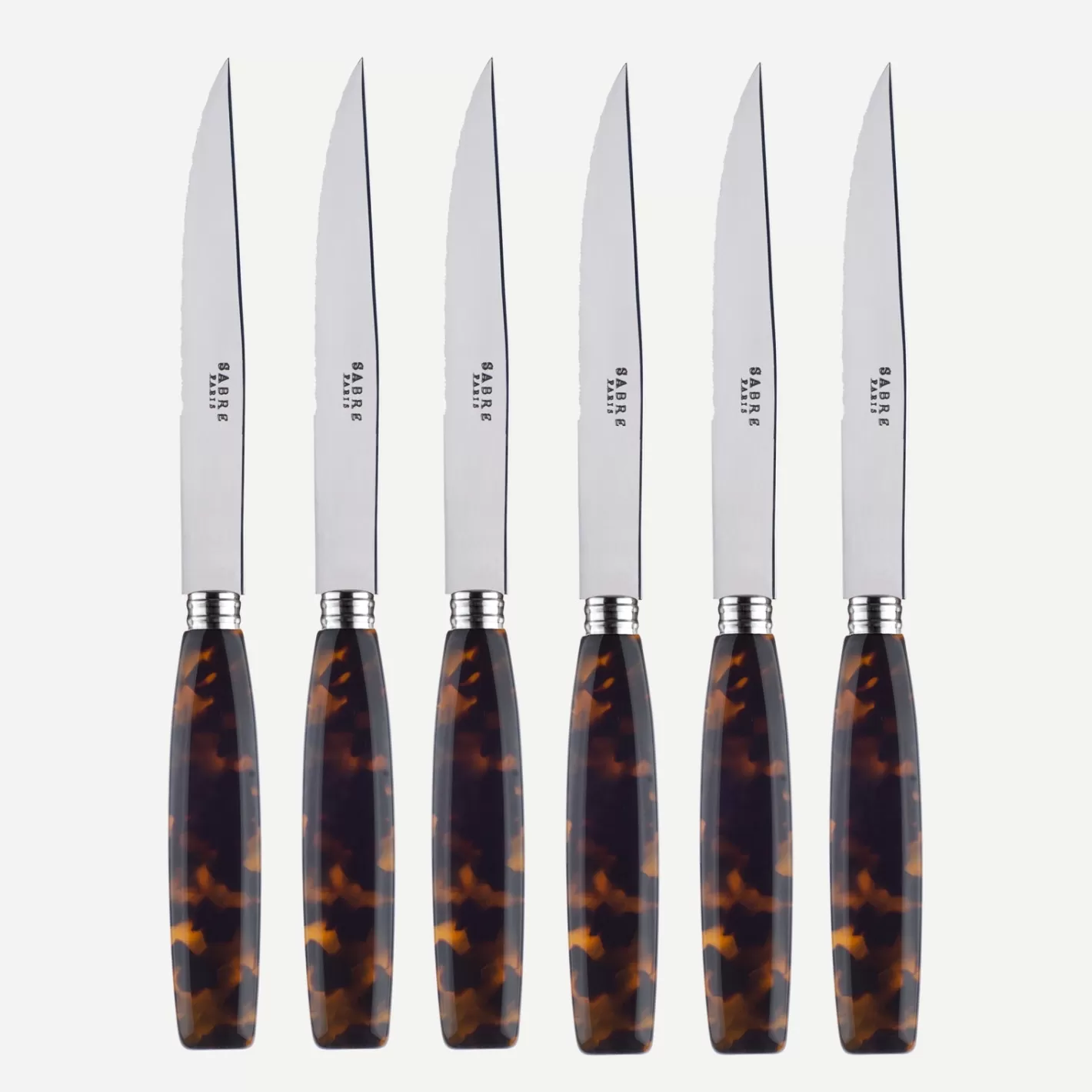 Sabre Paris Set Of 6 Steak Knives>Djembe, Faux Tortoise