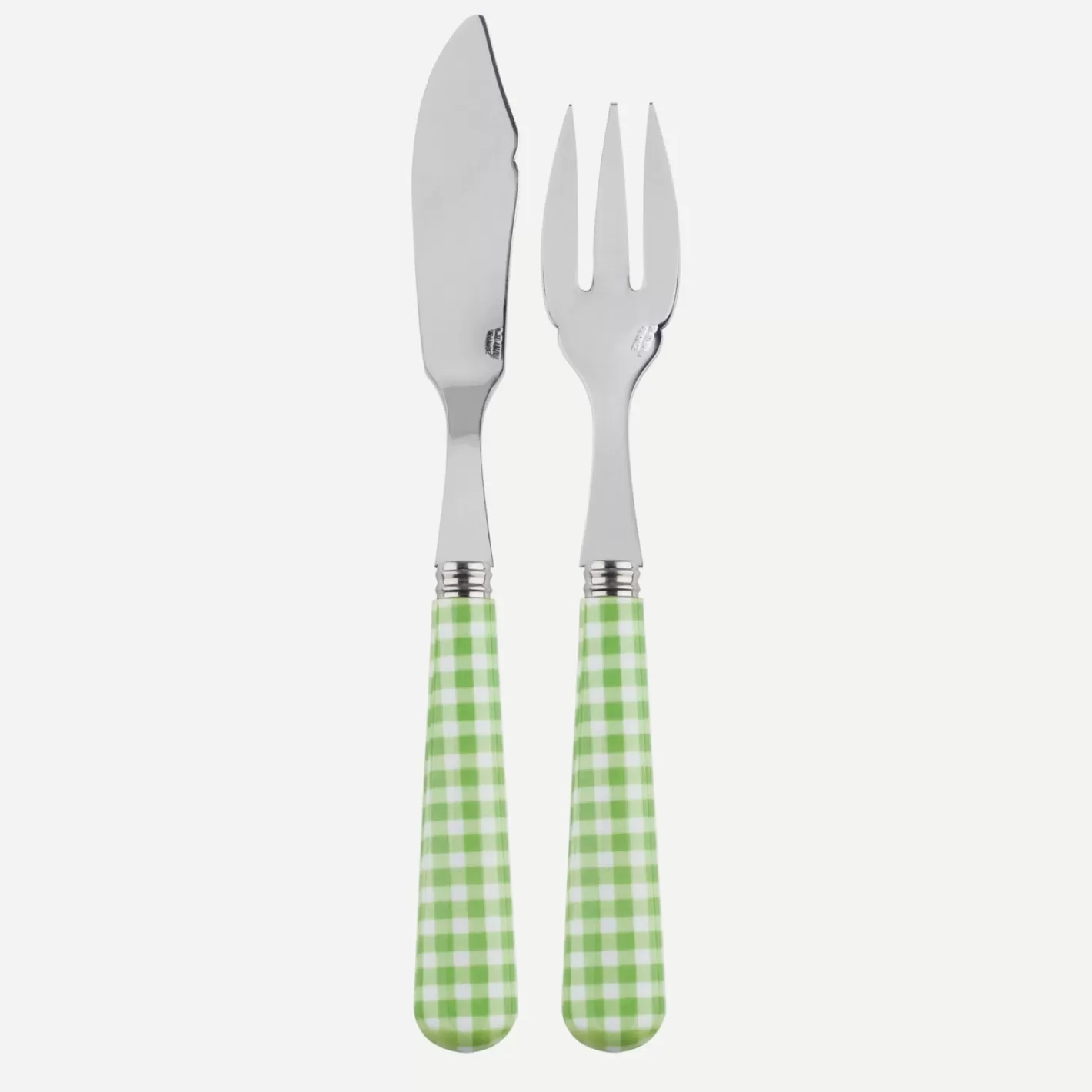 Sabre Paris Fish Knife | Fish Fork>Gingham, Garden green