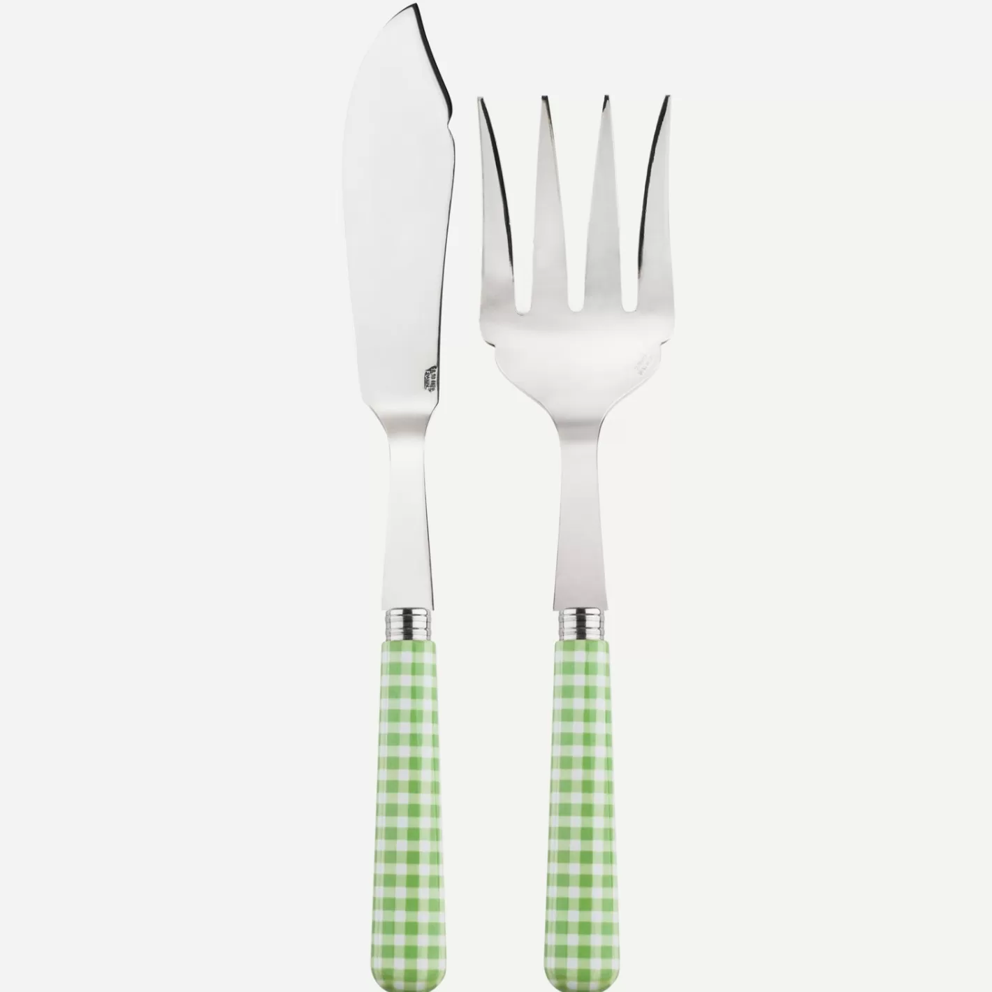 Sabre Paris Fish Serving Set>Gingham, Garden green