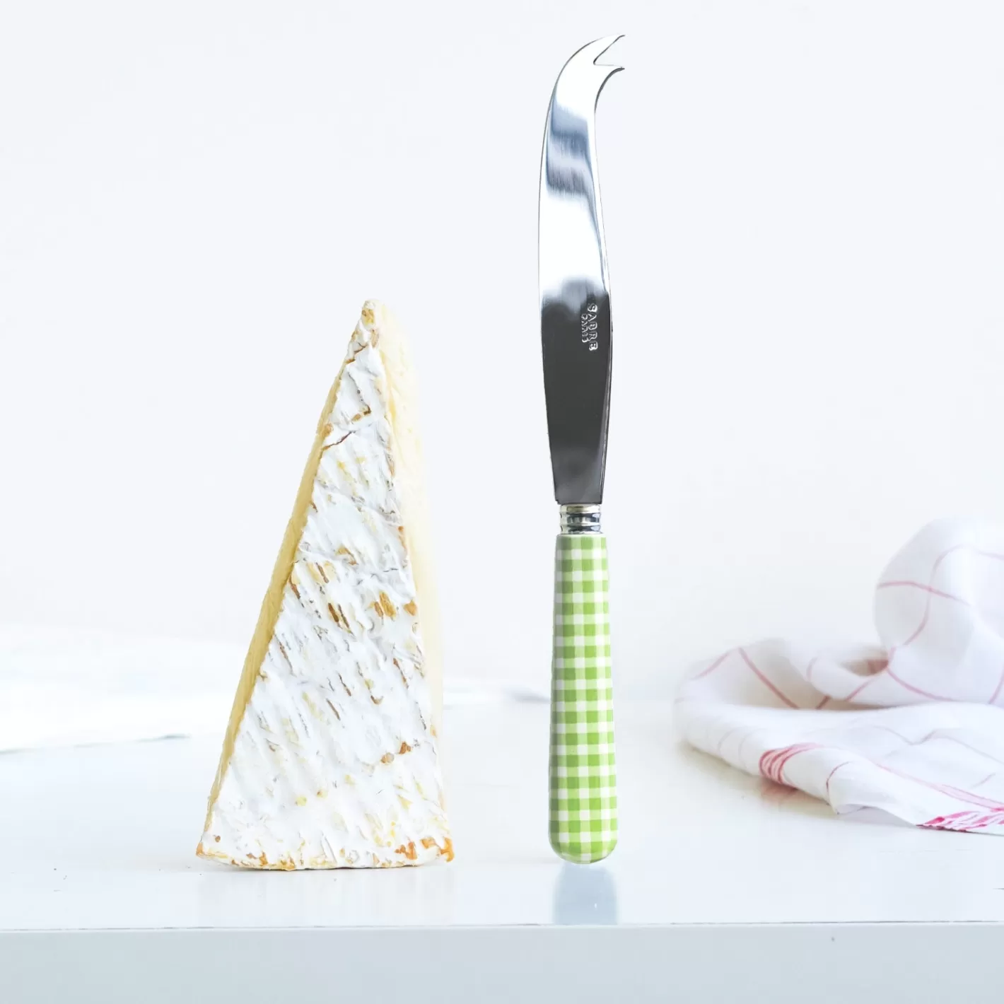 Sabre Paris Cheese Knife>Gingham, Garden green