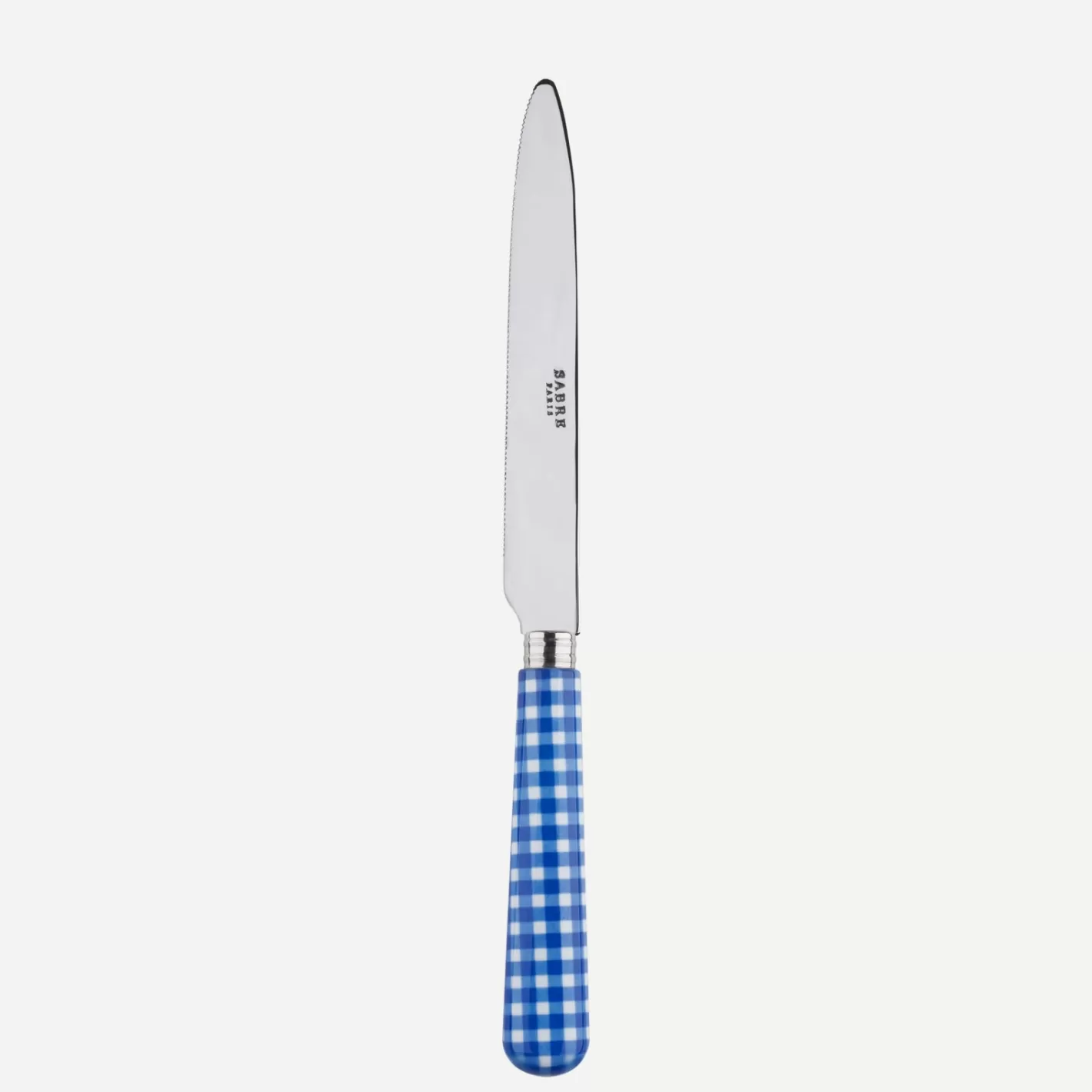 Sabre Paris Serrated Dinner Knife Blade>Gingham, Lapis blue