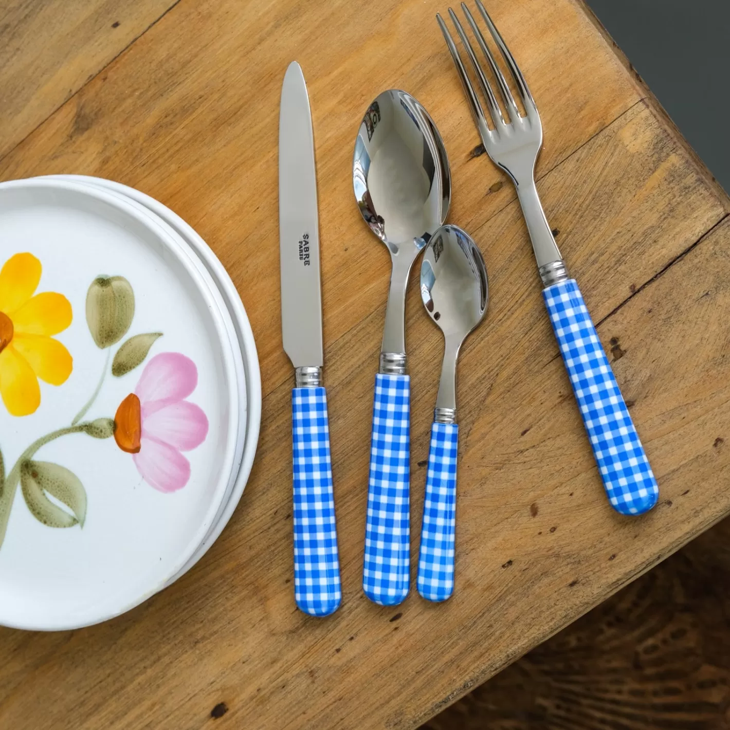 Sabre Paris Dinner Fork>Gingham, Lapis blue