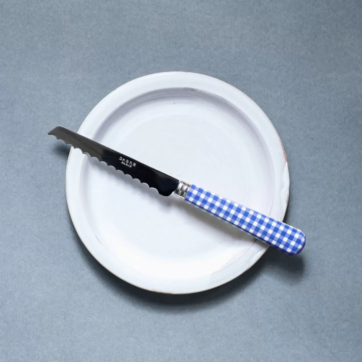 Sabre Paris Cheese Knife>Gingham, Lapis blue