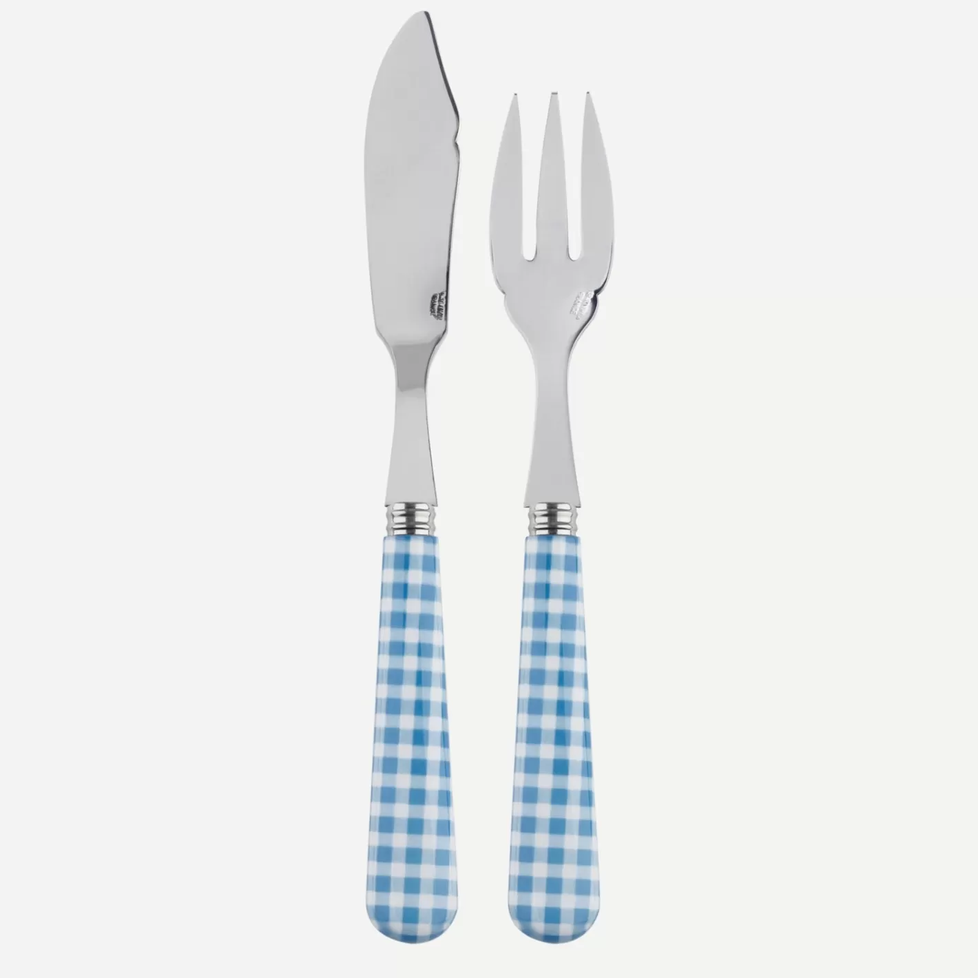 Sabre Paris Fish Knife | Fish Fork>Gingham, Light blue