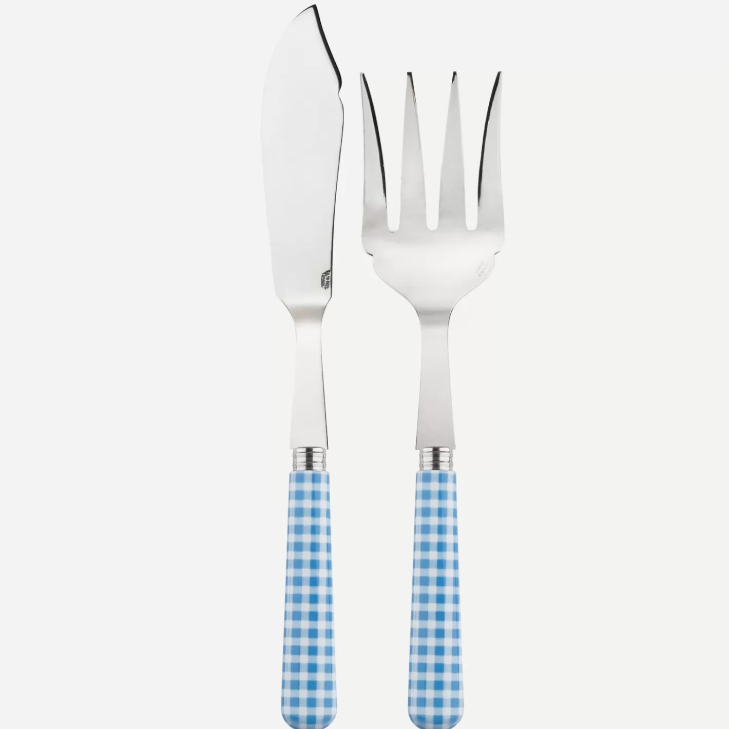 Sabre Paris Fish Serving Set>Gingham, Light blue