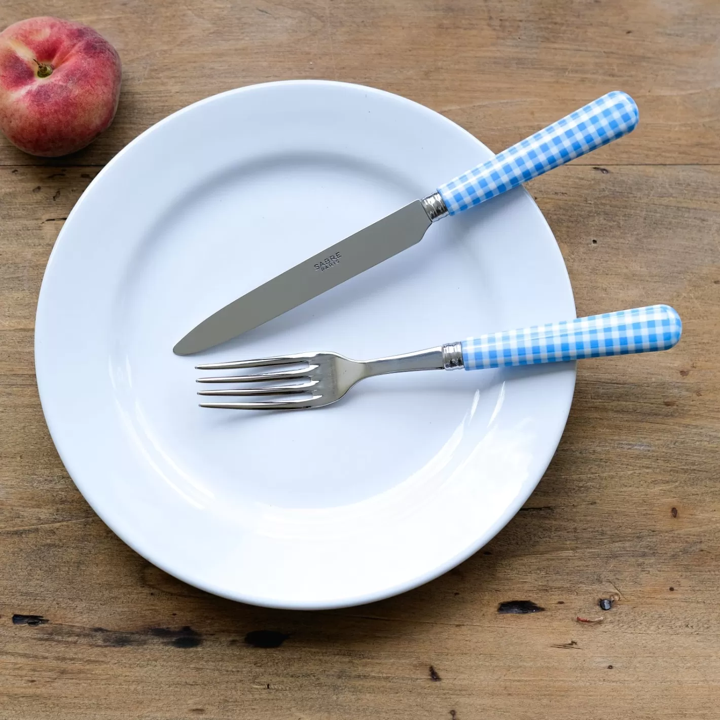 Sabre Paris Dinner Fork>Gingham, Light blue