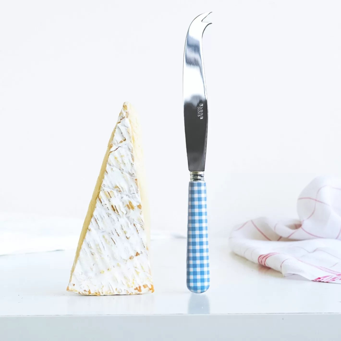 Sabre Paris Cheese Knife>Gingham, Light blue