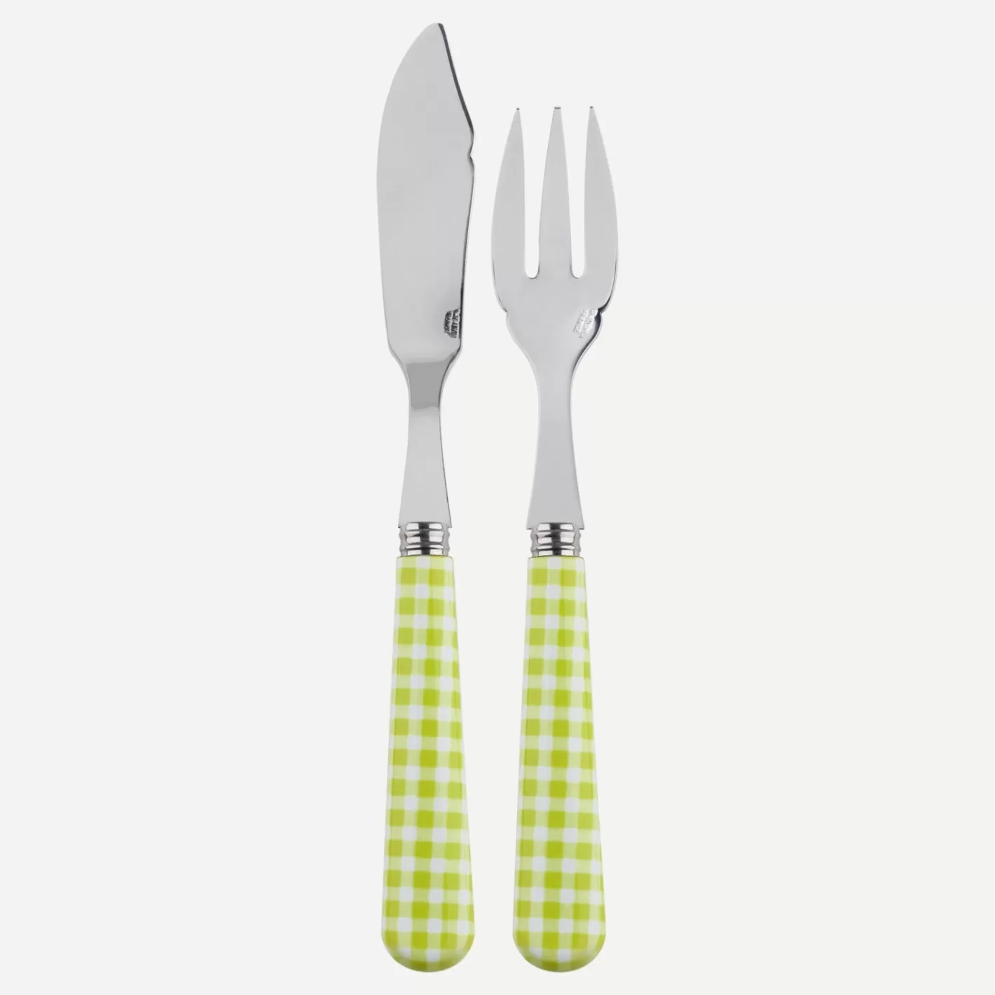 Sabre Paris Fish Knife | Fish Fork>Gingham, Lime