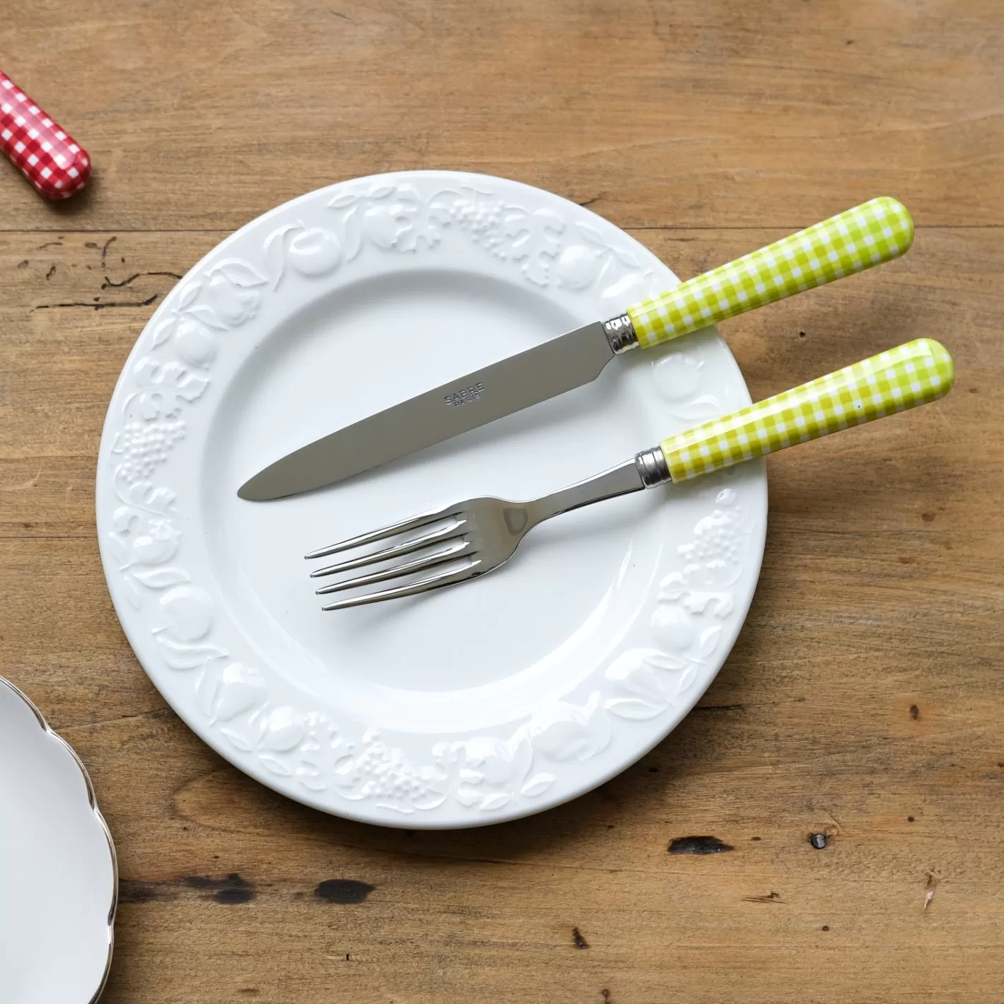 Sabre Paris Dinner Fork>Gingham, Lime