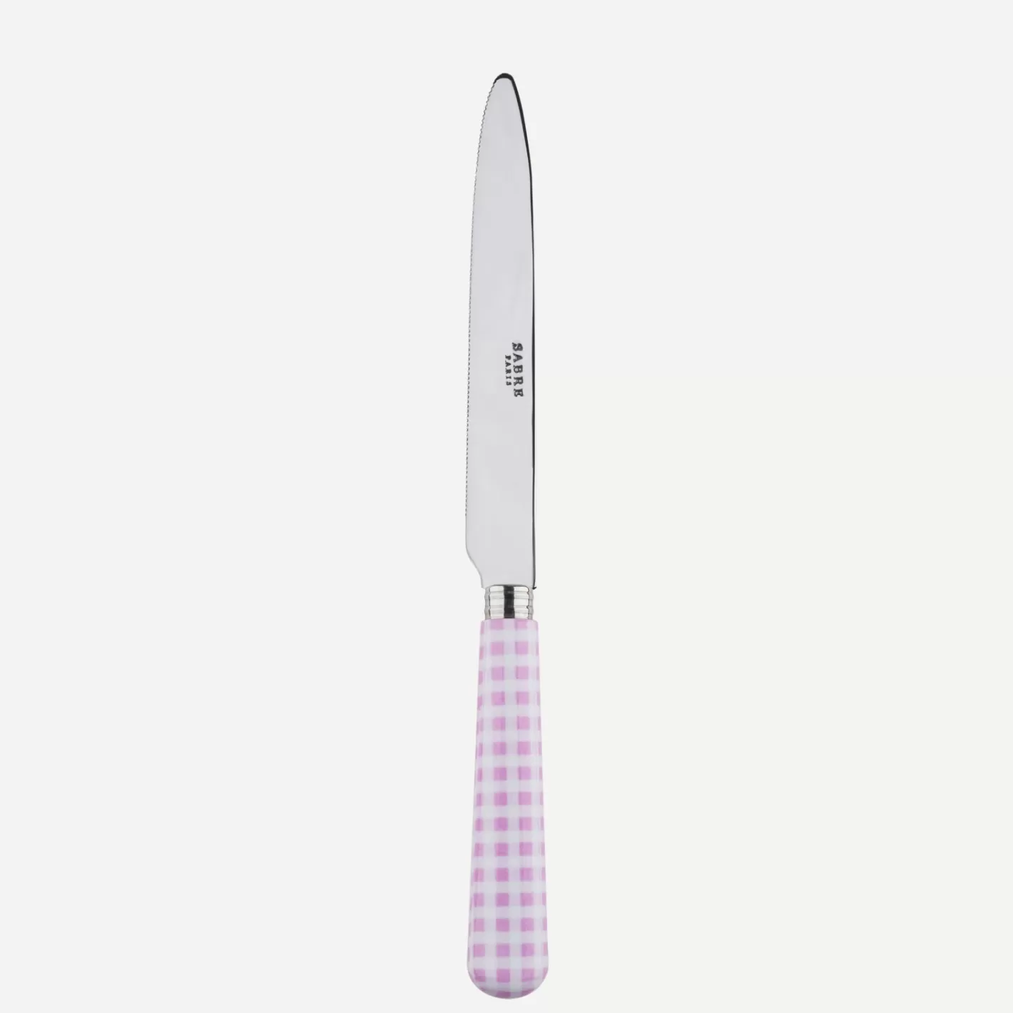 Sabre Paris Serrated Dinner Knife Blade>Gingham, Pink