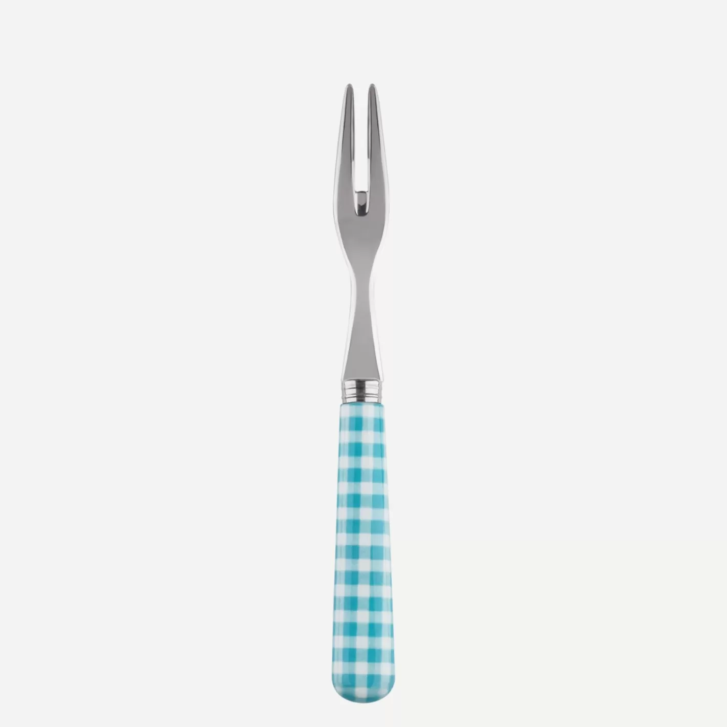 Sabre Paris Cocktail Fork>Gingham, Turquoise