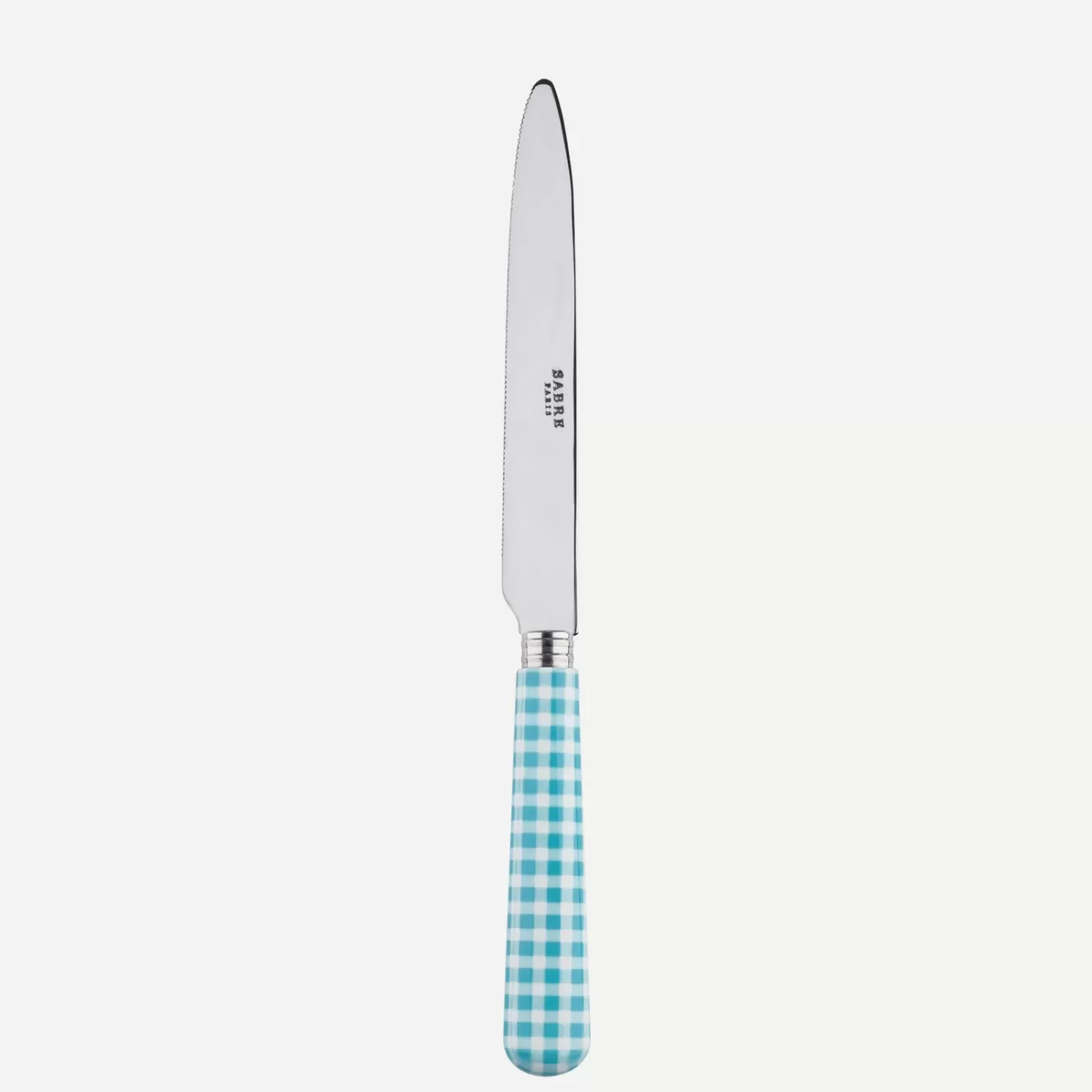 Sabre Paris Serrated Dinner Knife Blade>Gingham, Turquoise