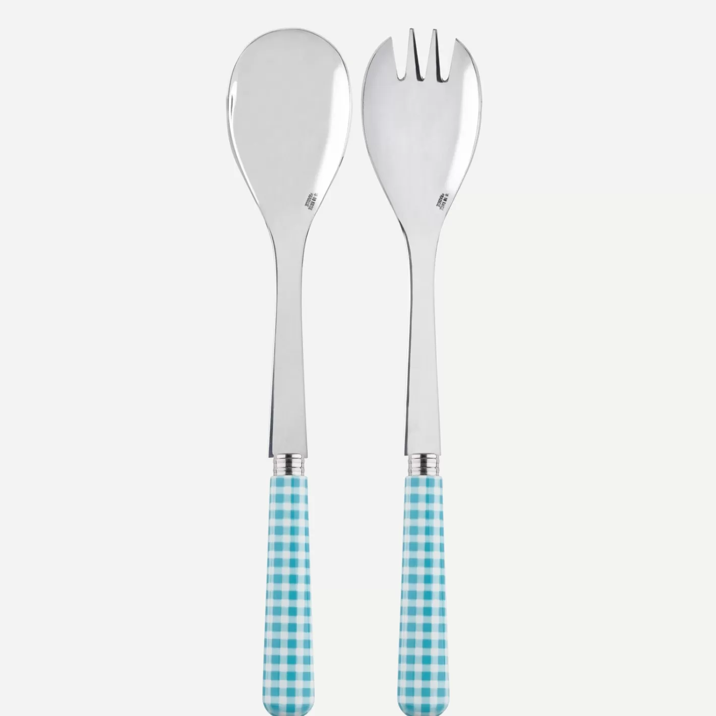 Sabre Paris Salad Set>Gingham, Turquoise