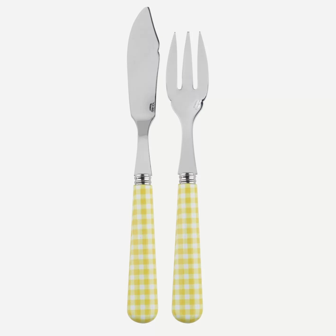 Sabre Paris Fish Knife | Fish Fork>Gingham, Yellow