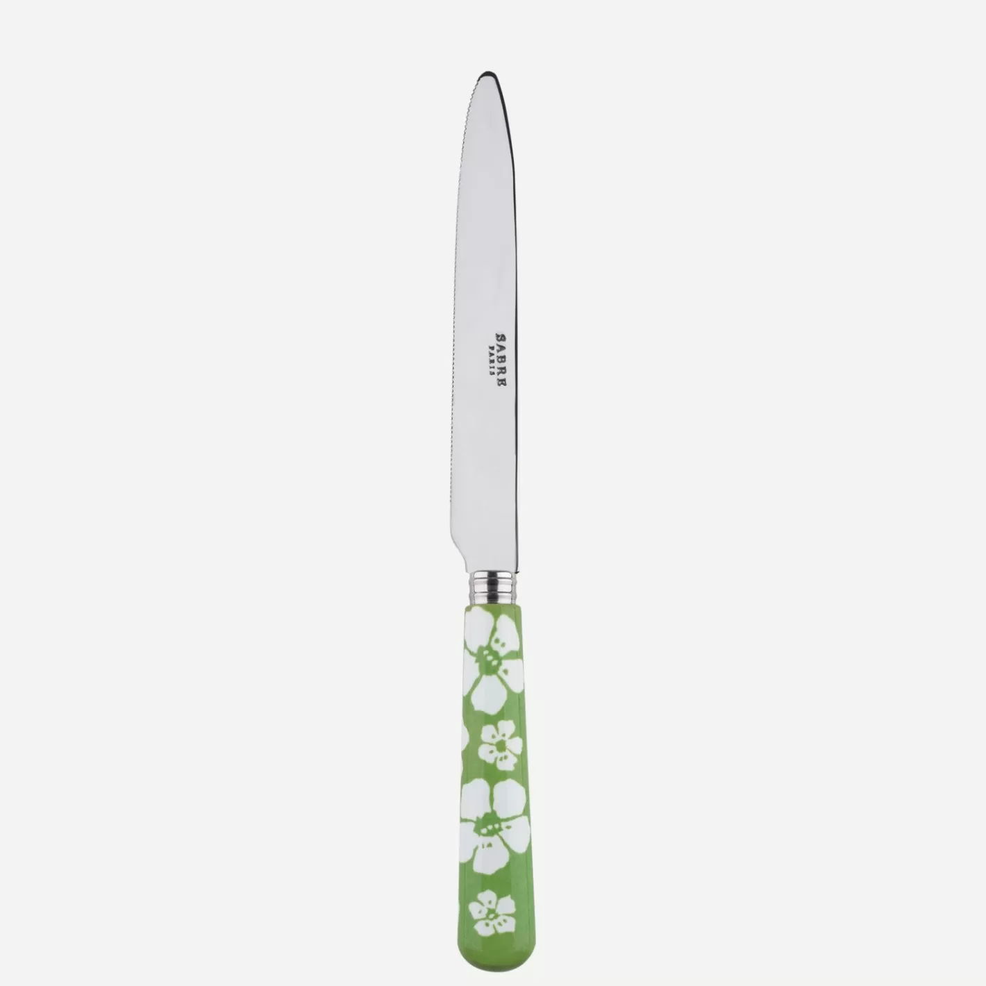 Sabre Paris Serrated Dinner Knife Blade>Hawaiian Flower, Garden green