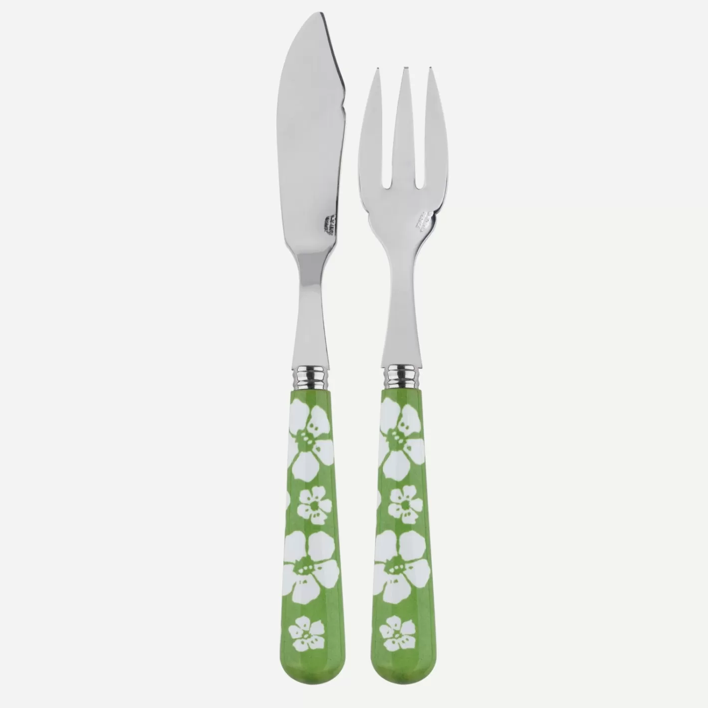 Sabre Paris Fish Knife | Fish Fork>Hawaiian Flower, Garden green