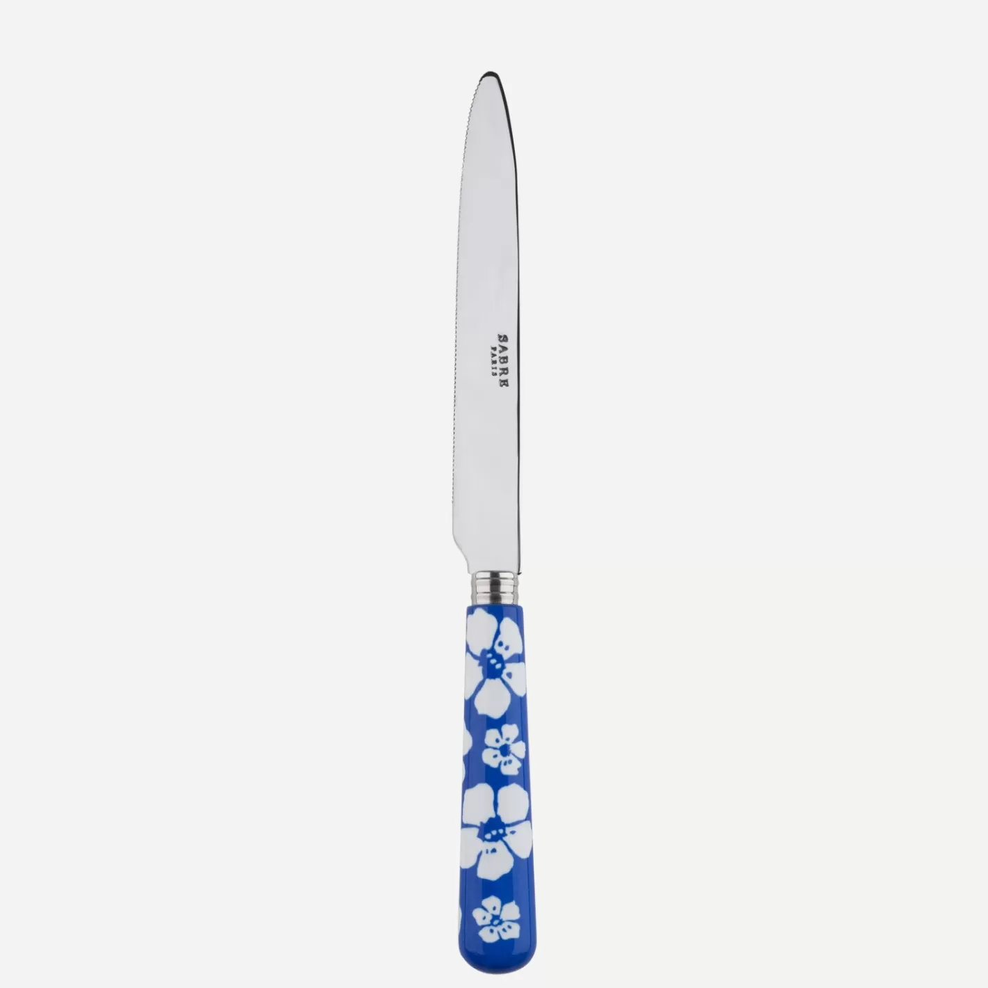 Sabre Paris Serrated Dinner Knife Blade>Hawaiian Flower, Lapis blue