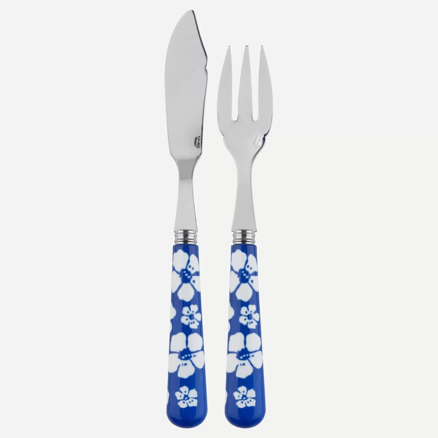 Sabre Paris Fish Knife | Fish Fork>Hawaiian Flower, Lapis blue