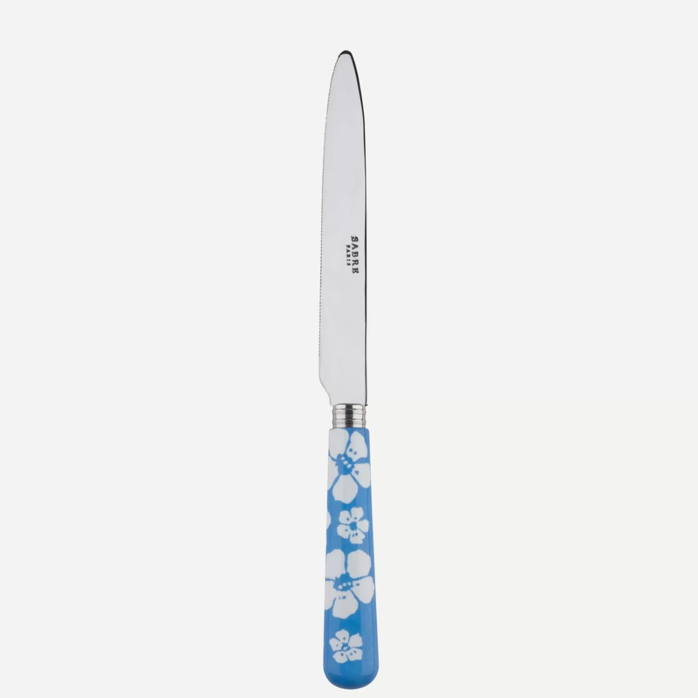 Sabre Paris Serrated Dinner Knife Blade>Hawaiian Flower, Light blue