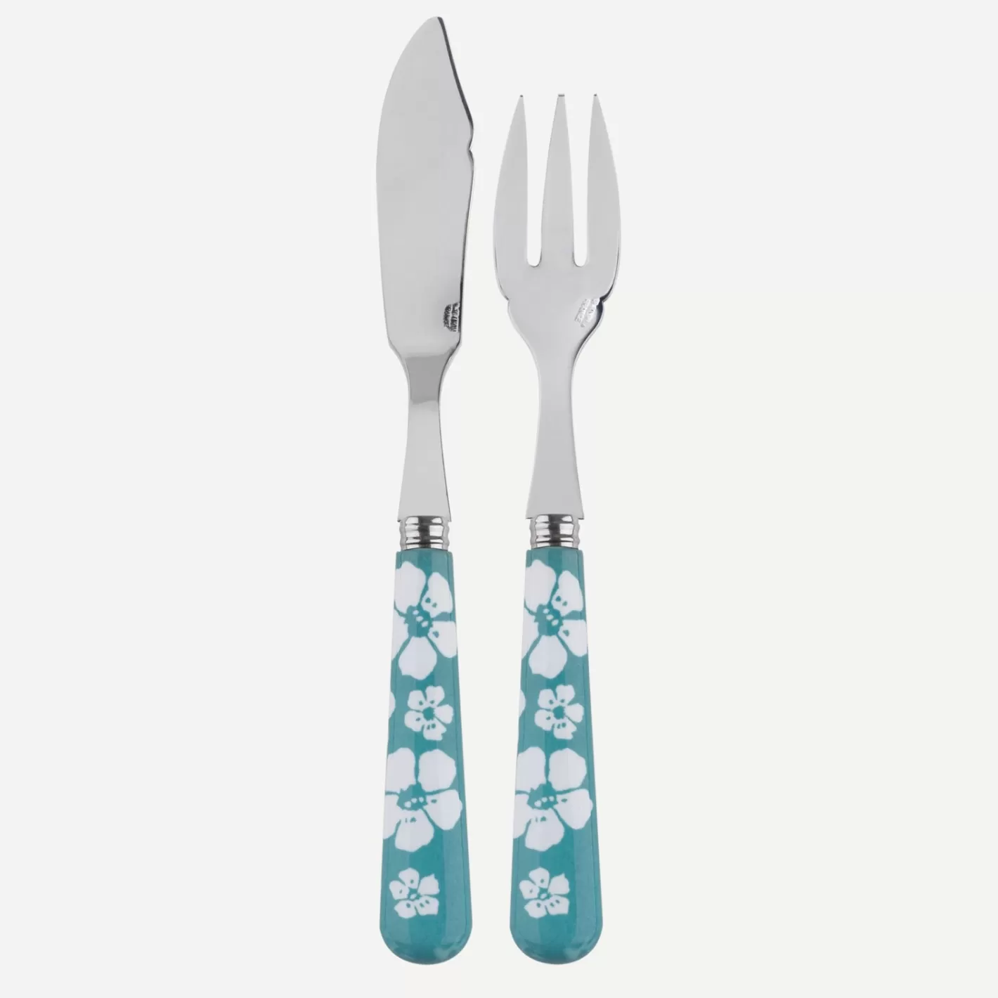 Sabre Paris Fish Knife | Fish Fork>Hawaiian Flower, Turquoise