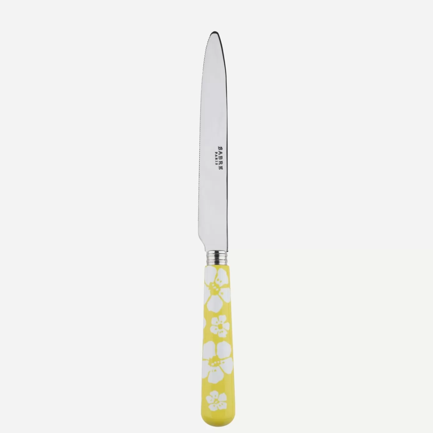 Sabre Paris Serrated Dinner Knife Blade>Hawaiian Flower, Yellow