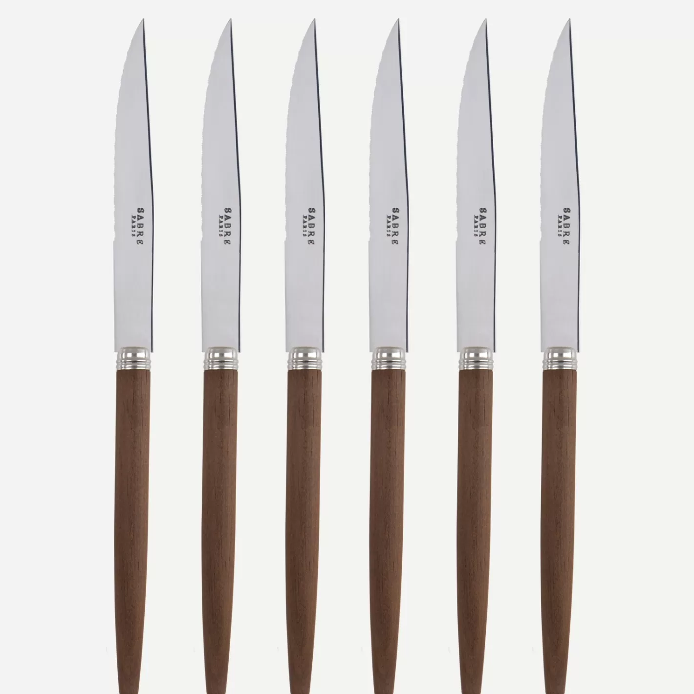 Sabre Paris Set Of 6 Steak Knives>Jonc, Dark wood