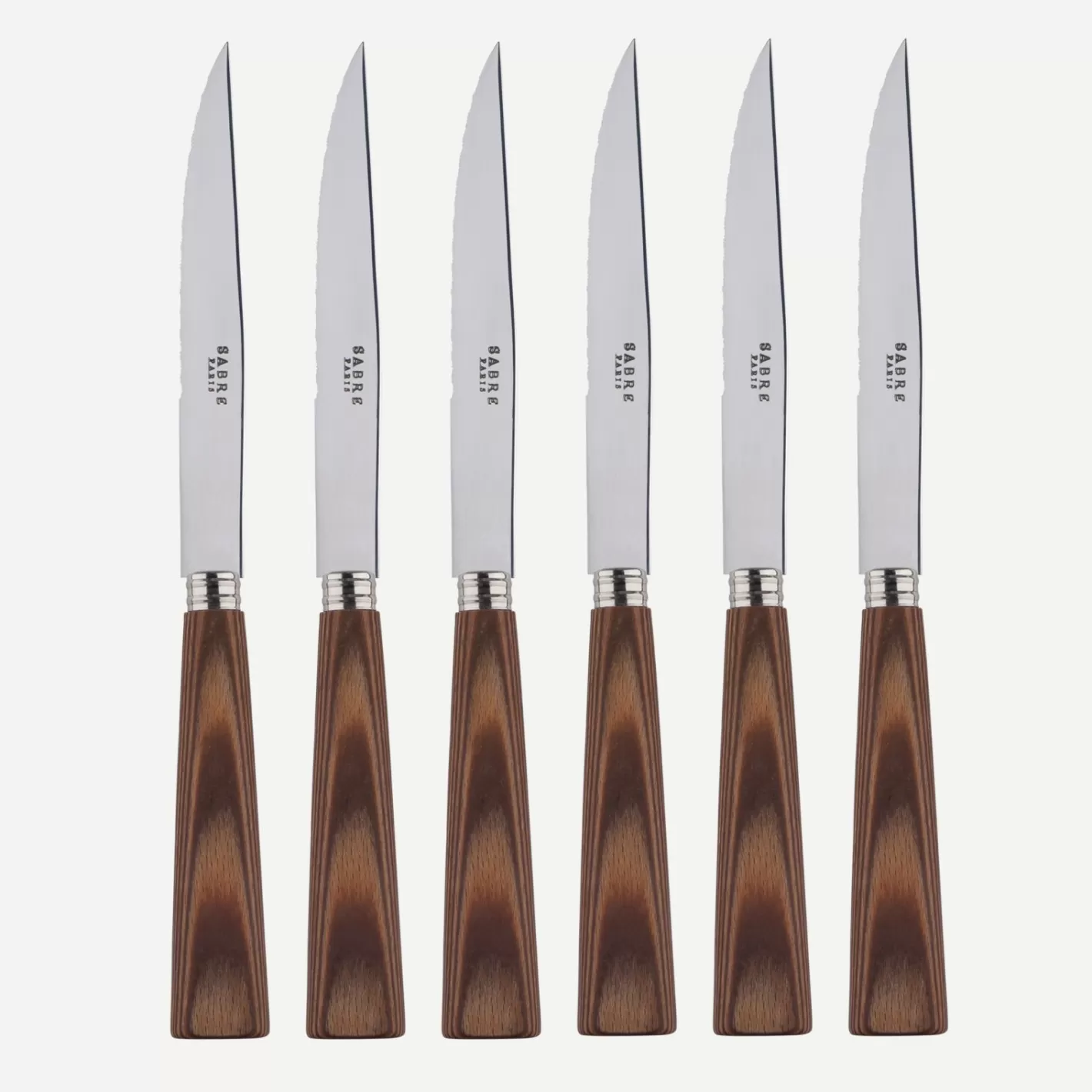 Sabre Paris Set Of 6 Steak Knives>Nature, Light press wood