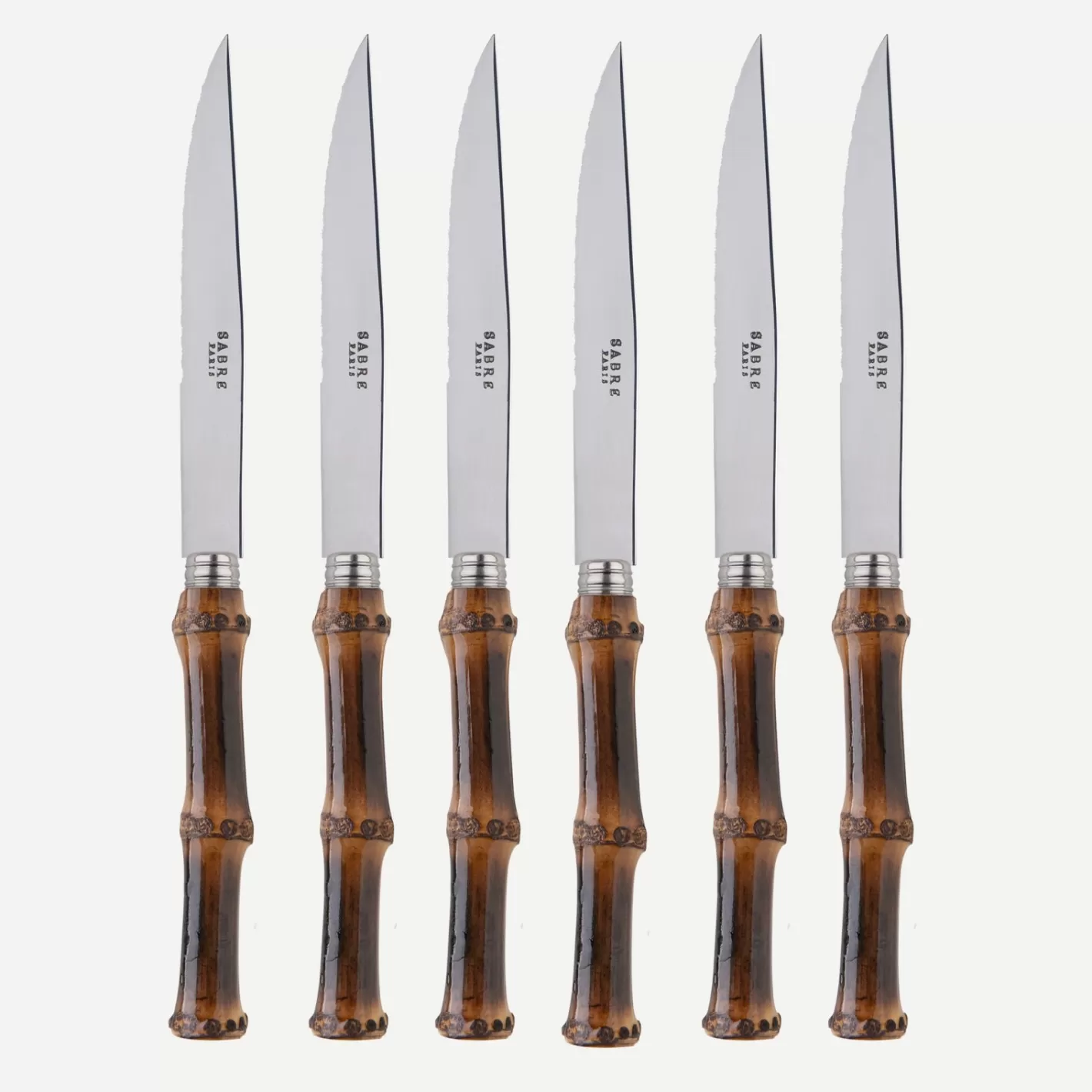 Sabre Paris Set Of 6 Steak Knives>Panda, Dark bamboo