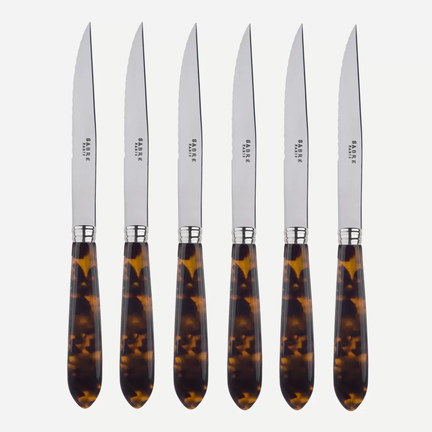 Sabre Paris Set Of 6 Steak Knives>Tortoise, Faux Tortoise