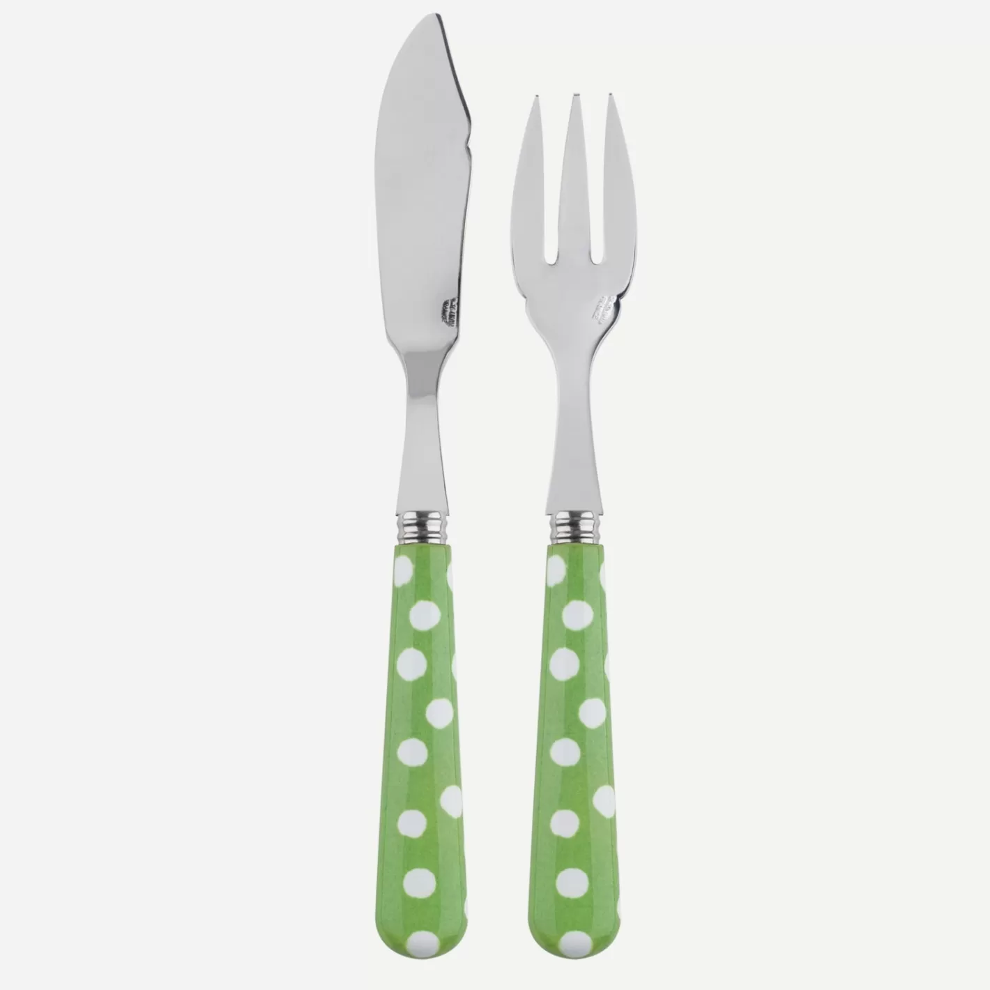 Sabre Paris Fish Knife | Fish Fork>White Dots, Garden green