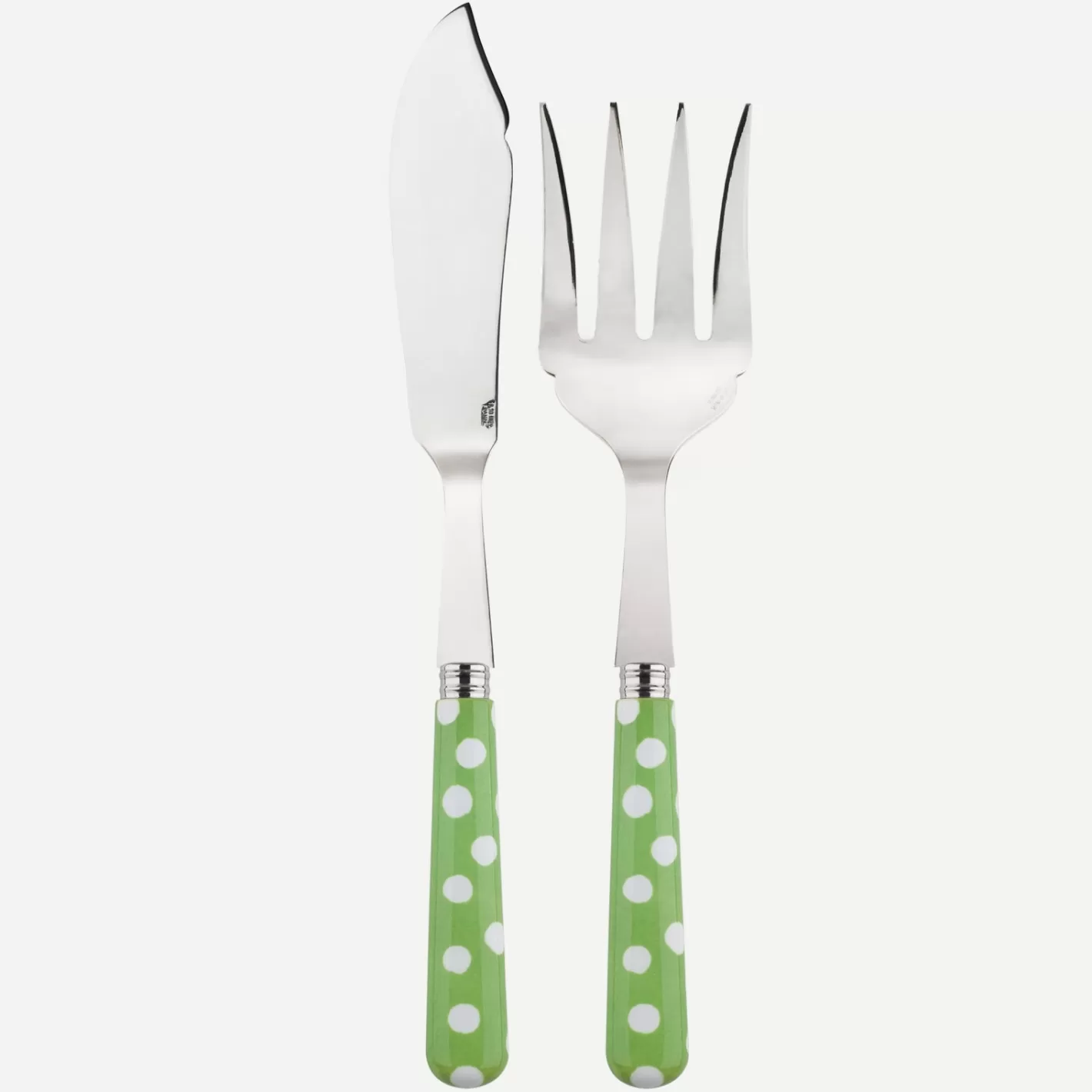 Sabre Paris Fish Serving Set>White Dots, Garden green