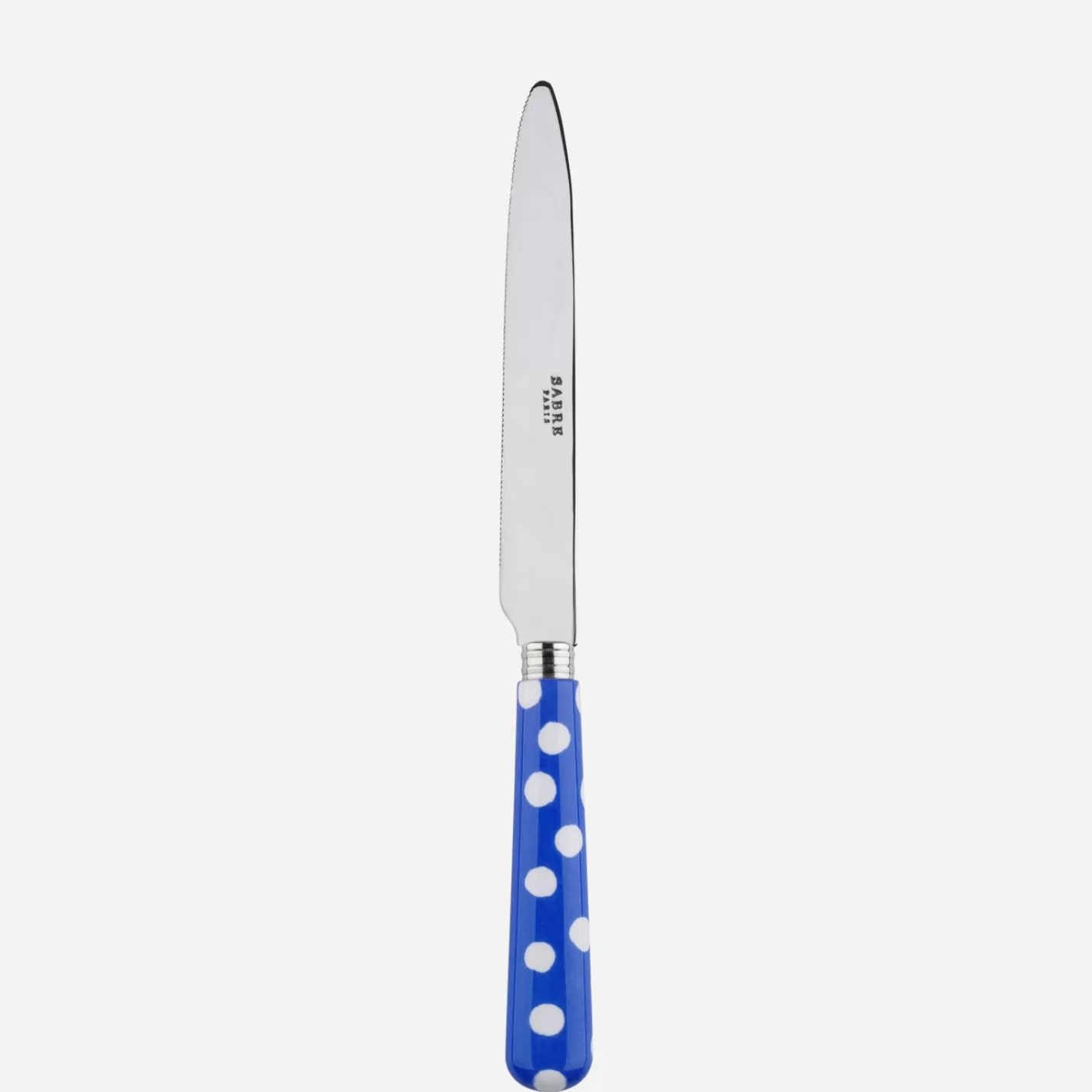 Sabre Paris Serrated Dinner Knife Blade>White Dots, Lapis blue