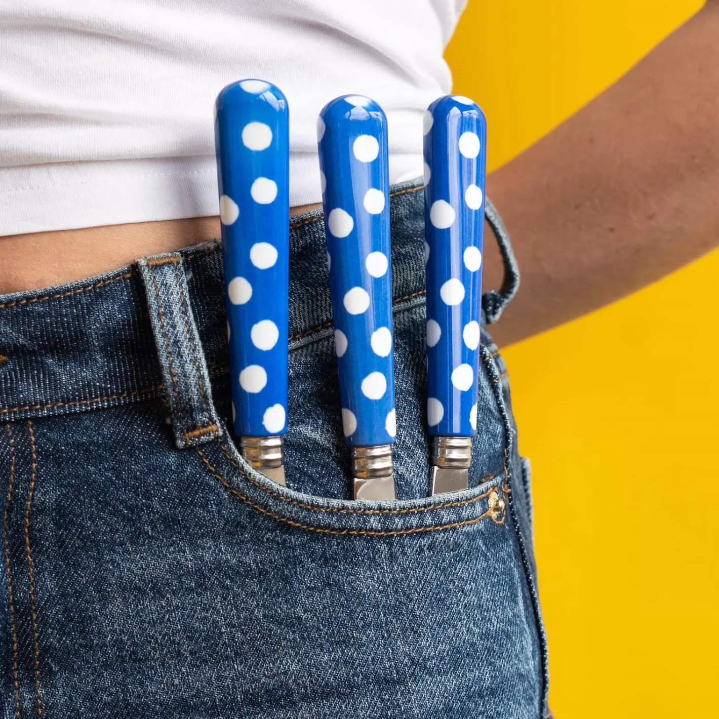 Sabre Paris Dinner Fork>White Dots, Lapis blue