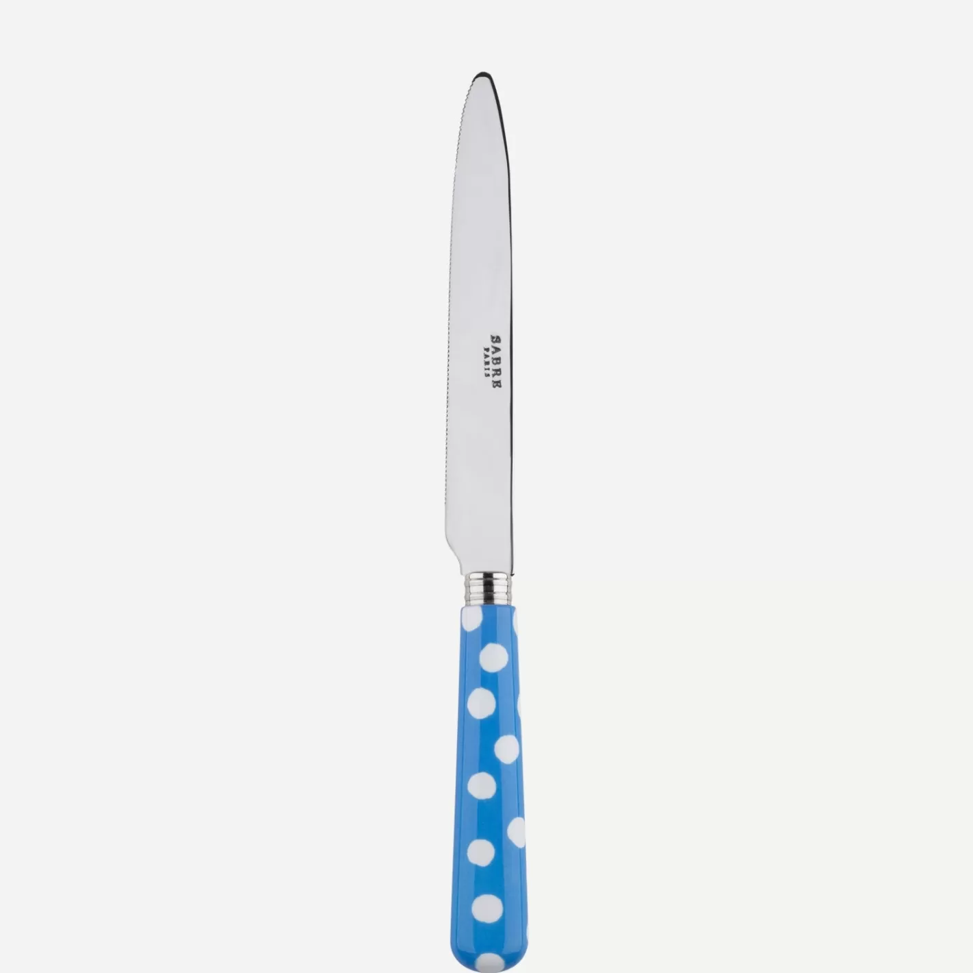 Sabre Paris Serrated Dinner Knife Blade>White Dots, Light blue