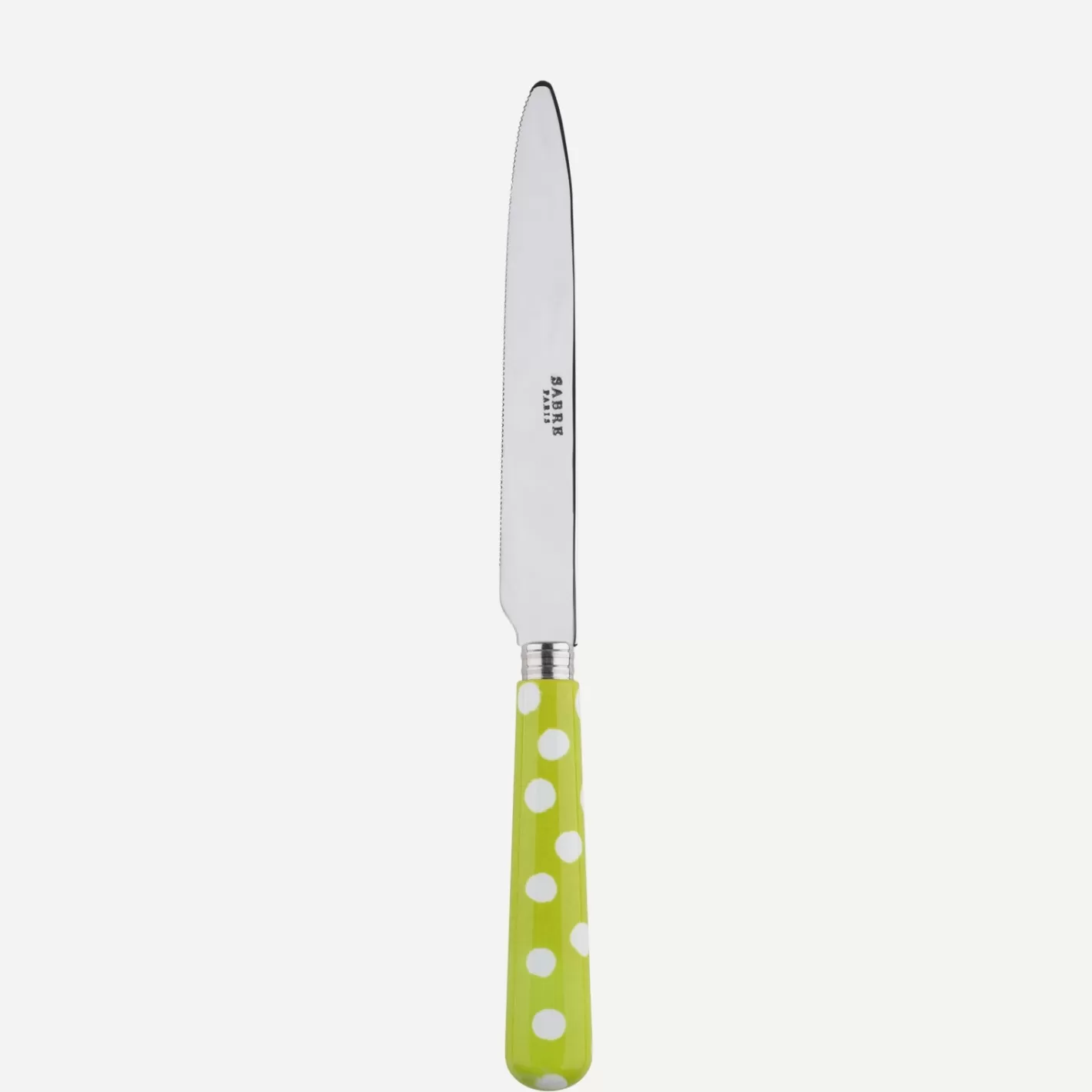 Sabre Paris Serrated Dinner Knife Blade>White Dots, Lime