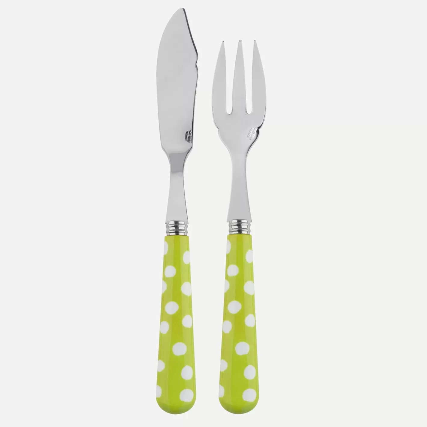 Sabre Paris Fish Knife | Fish Fork>White Dots, Lime