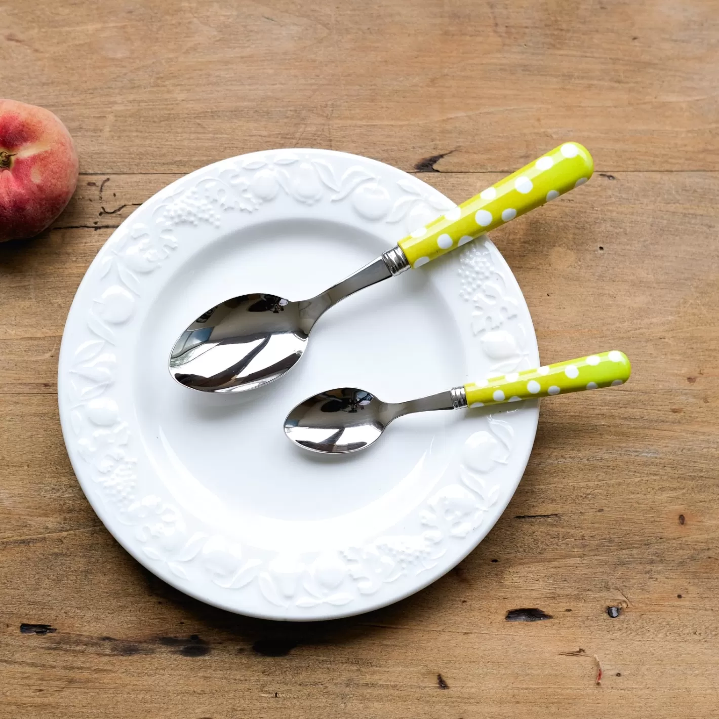 Sabre Paris Soup Spoon>White Dots, Lime