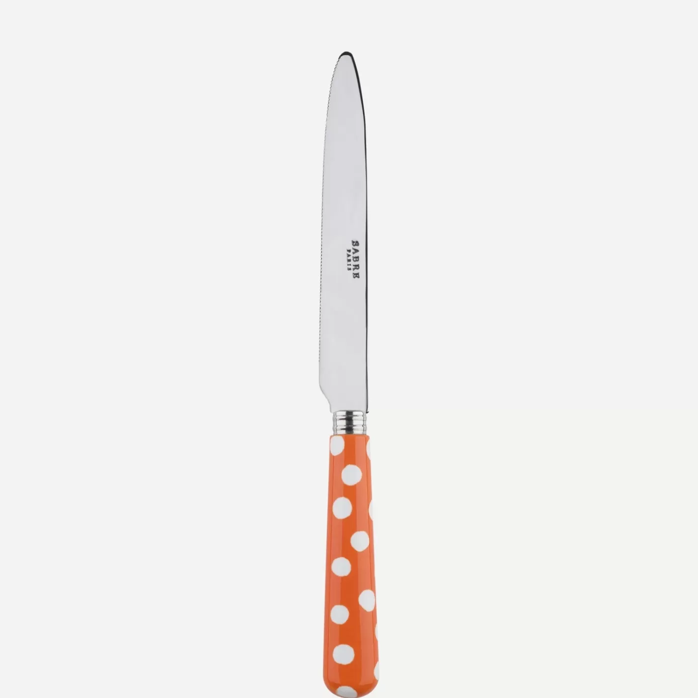 Sabre Paris Serrated Dinner Knife Blade>White Dots, Orange