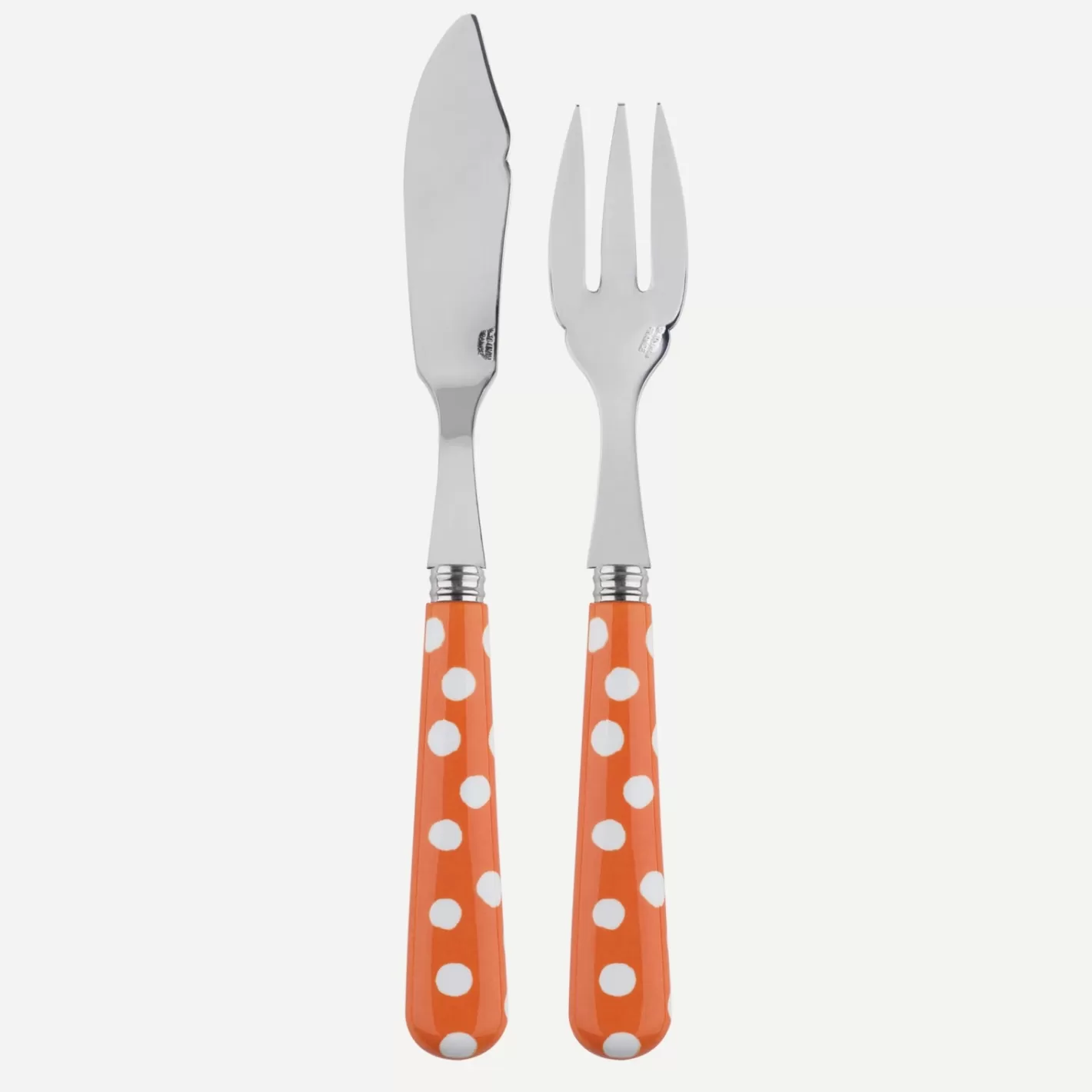 Sabre Paris Fish Knife | Fish Fork>White Dots, Orange