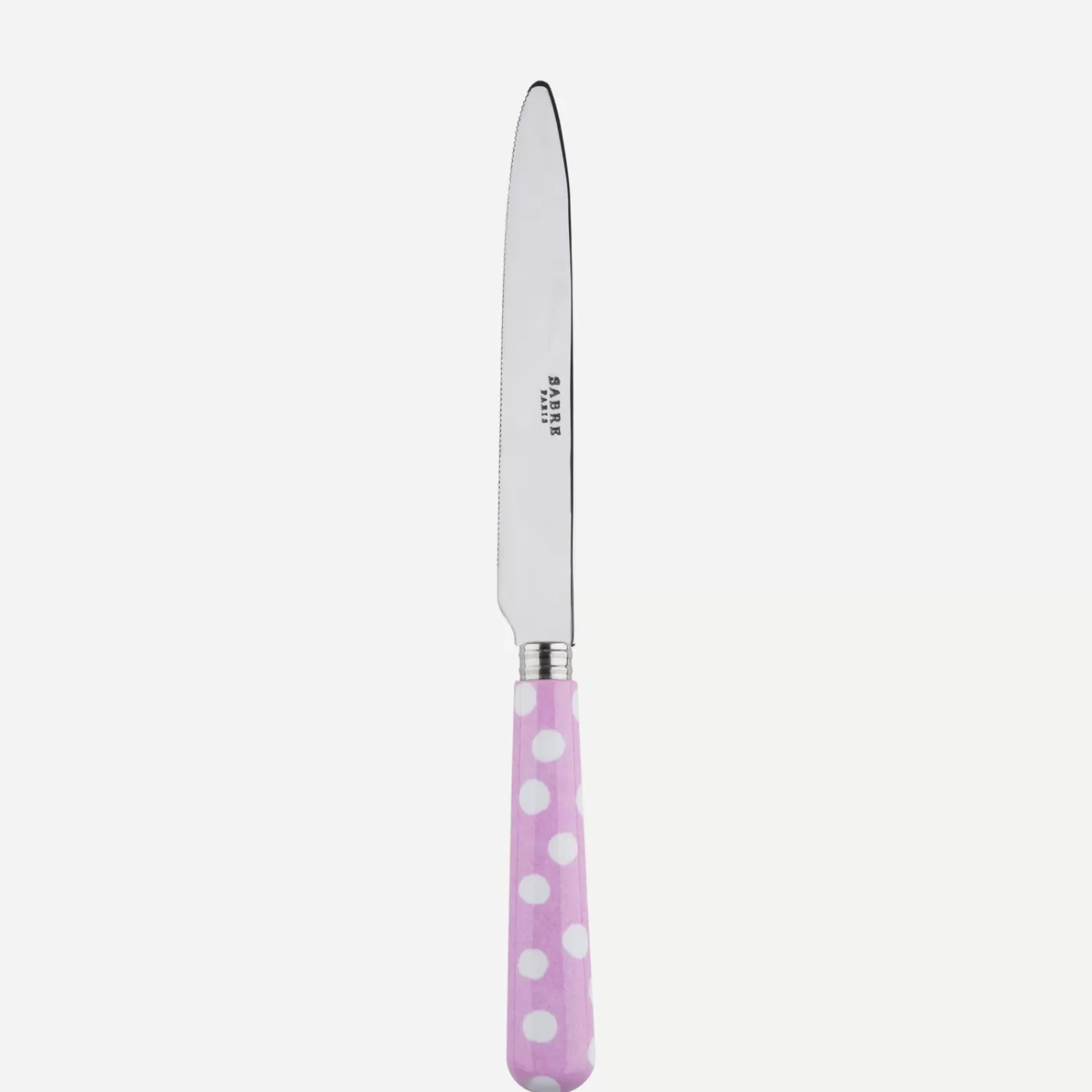 Sabre Paris Serrated Dinner Knife Blade>White Dots, Pink