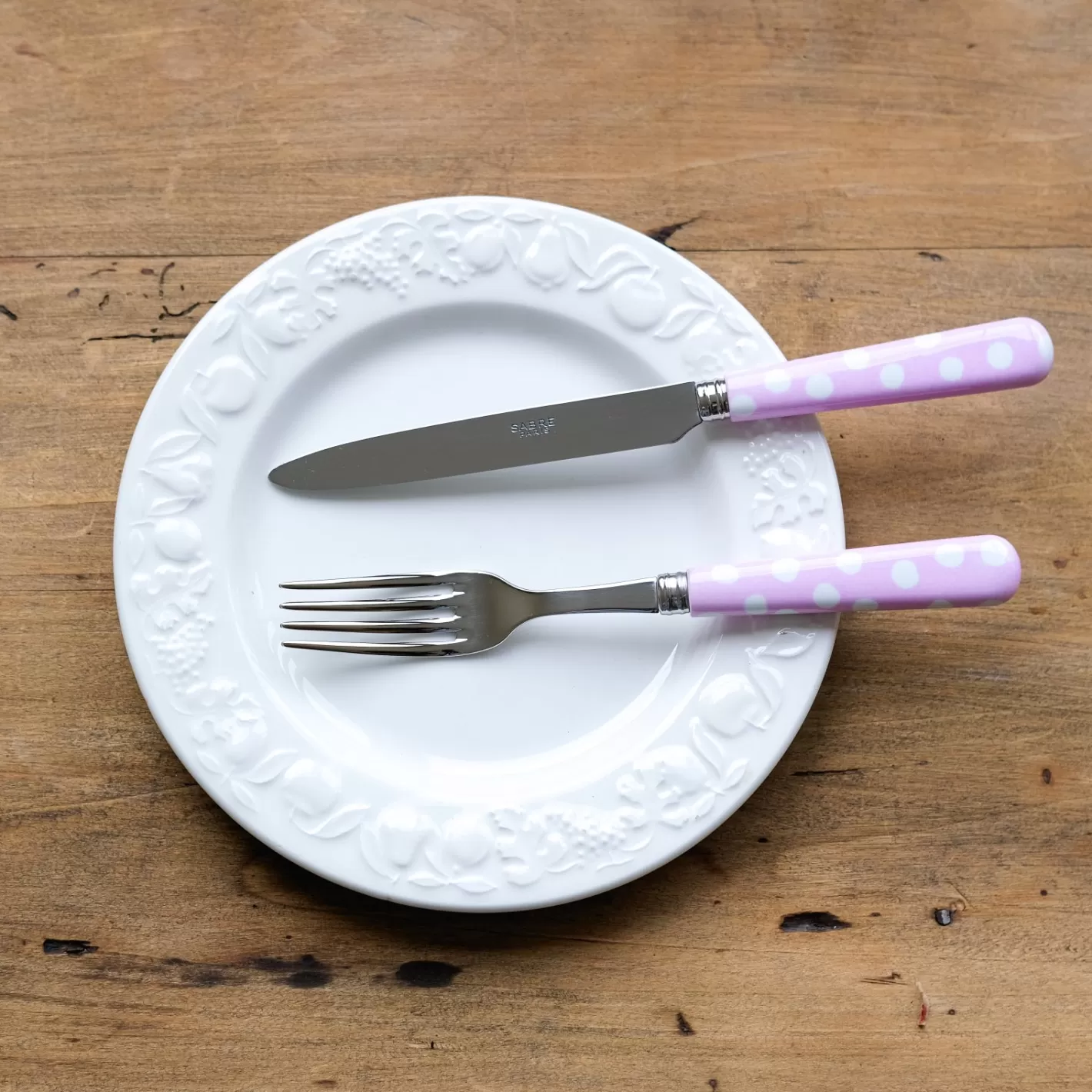 Sabre Paris Dinner Fork>White Dots, Pink