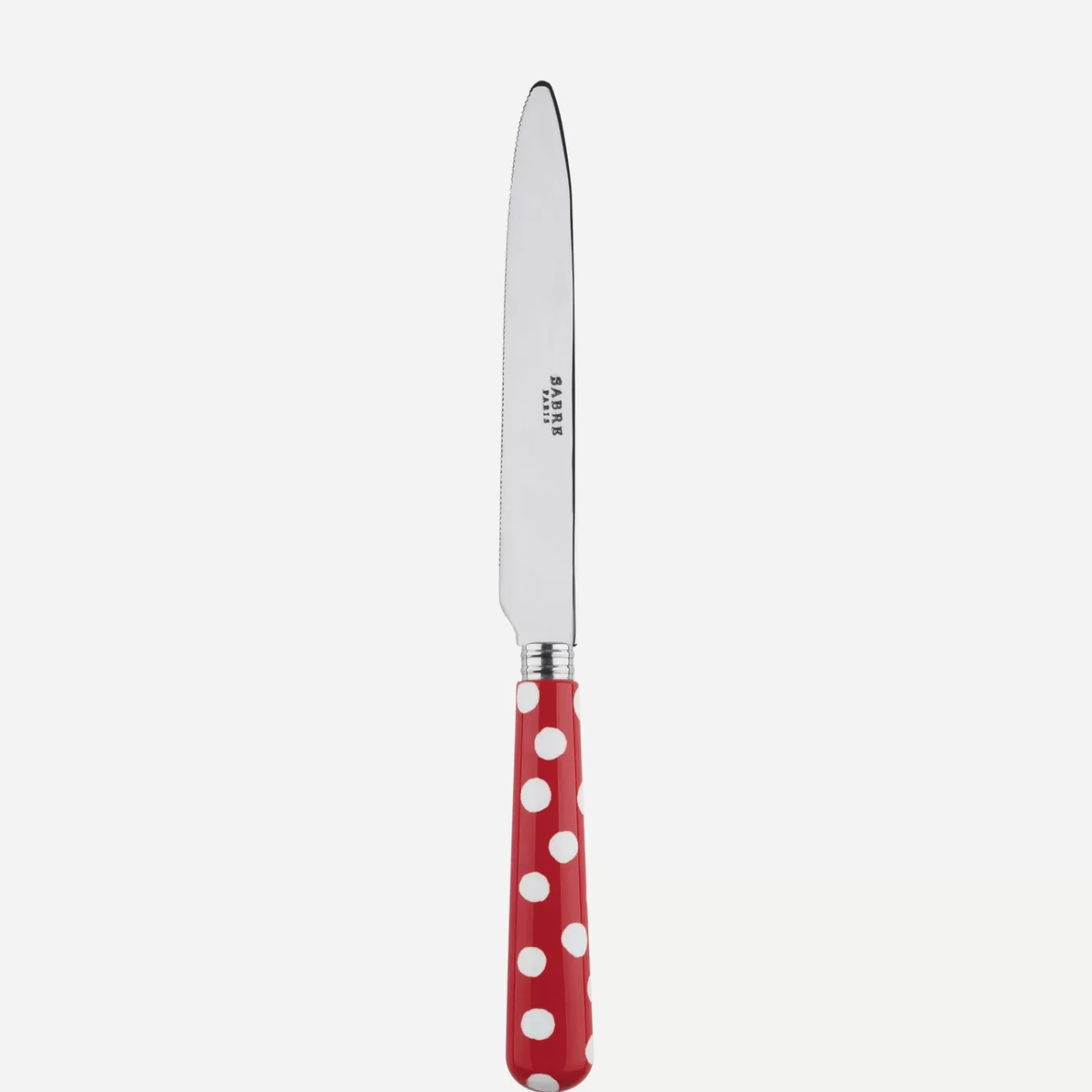 Sabre Paris Serrated Dinner Knife Blade>White Dots, Red