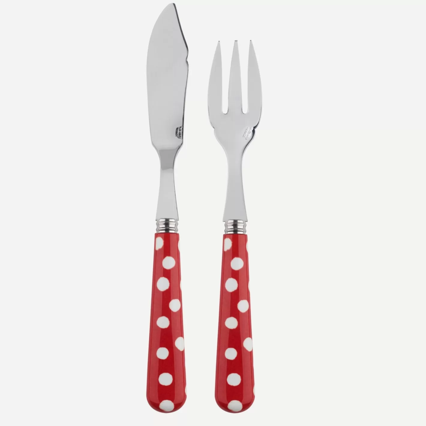 Sabre Paris Fish Knife | Fish Fork>White Dots, Red