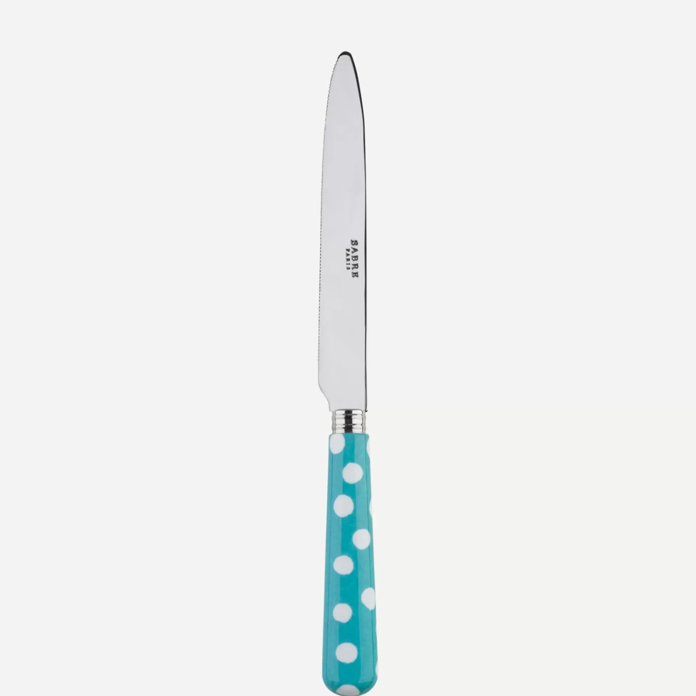 Sabre Paris Serrated Dinner Knife Blade>White Dots, Turquoise