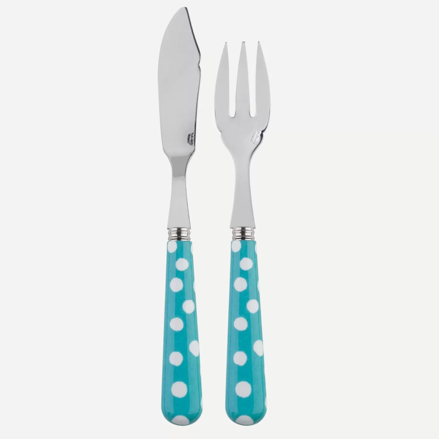 Sabre Paris Fish Knife | Fish Fork>White Dots, Turquoise