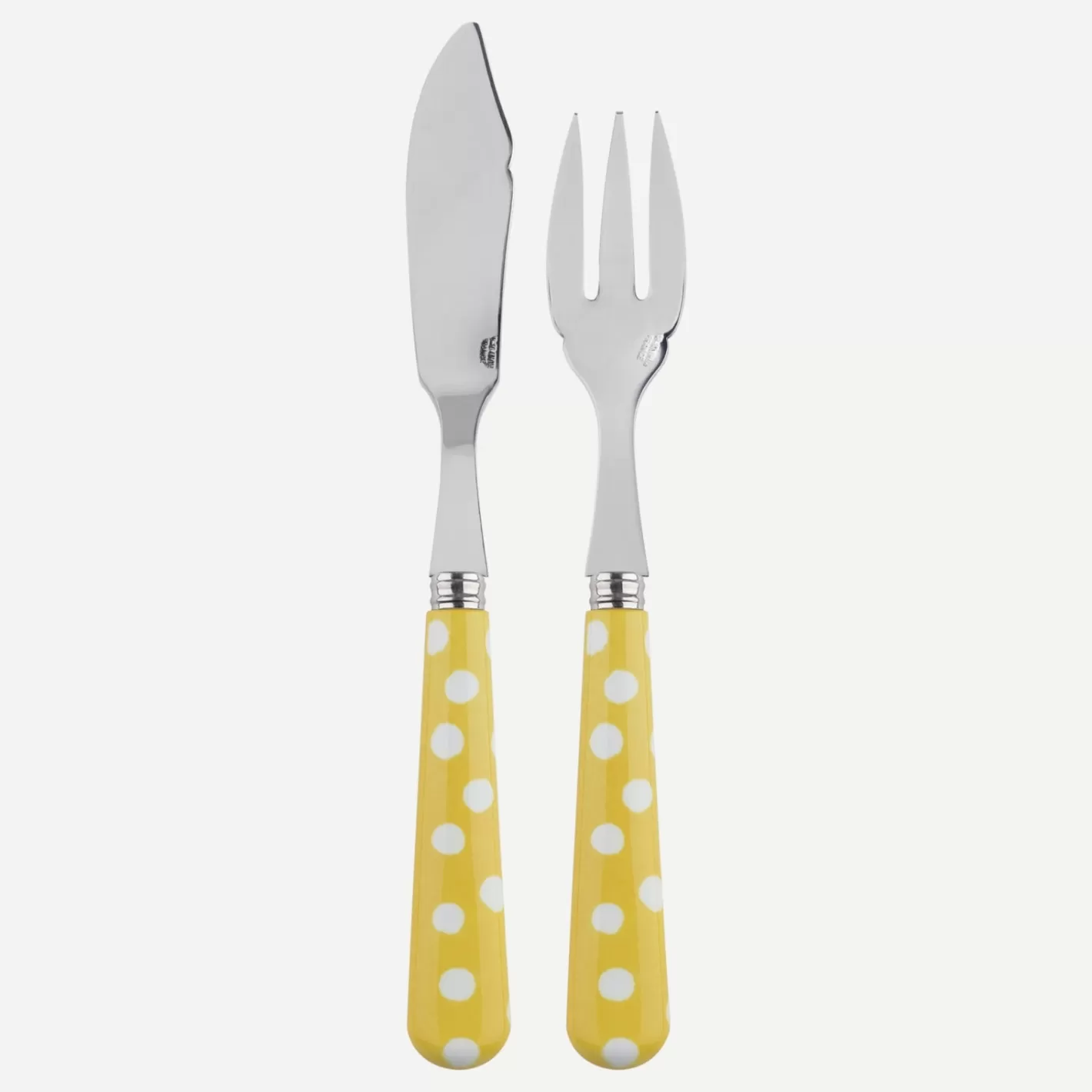 Sabre Paris Fish Knife | Fish Fork>White Dots, Yellow